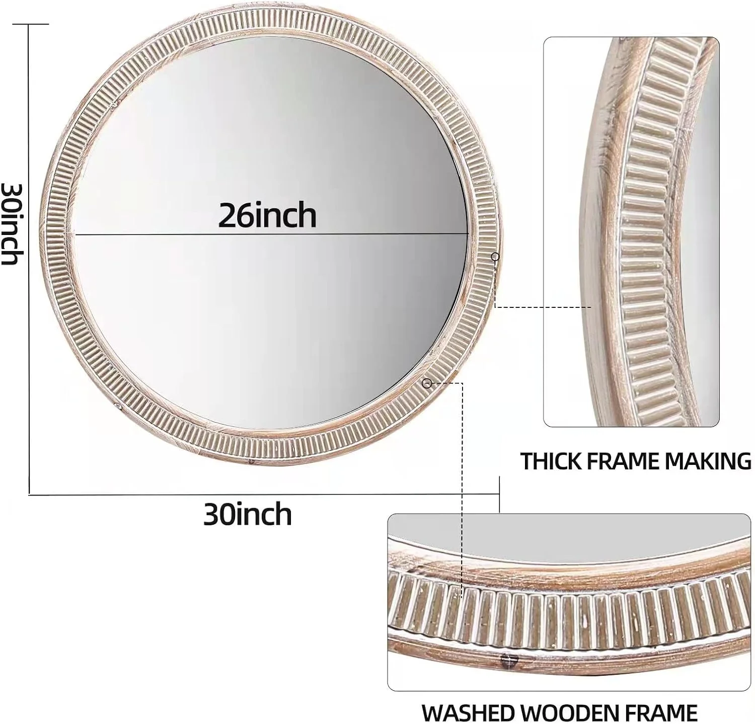 آینه دیواری چوبی گرد HOITUZYUS با قطر 76 سانتی متر، مناسب حمام، آینه دایره ای روستیک برای نصب روی دیوار، آینه تزئینی برای اتاق نشیمن، ورودی، راهرو و اتاق خواب آینه دیواری چوبی گرد HOITUZYUS با قطر 76 سانتی متر، مناسب حمام، آینه دایره ای روستیک برای نصب روی دیوار، آینه تزئینی برای اتاق نشیمن، ورودی، راهرو و اتاق خواب