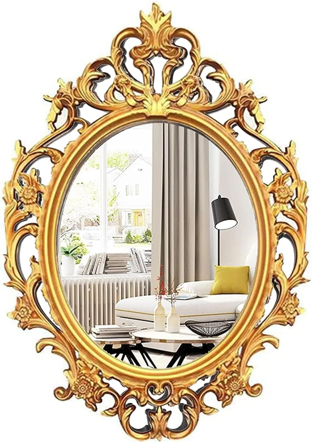 آینه دیواری بیضی شکل وینتیج HOMETASTE مناسب اتاق نشیمن، آشپزخانه، اتاق خواب یا راهرو - جذابیت سبک روستایی فرانسوی برای هر فضا - قابل استفاده روی میز یا نصب روی دیوار - زیبایی و سبک جاودانه (طلایی، مدیوم_70x48 سانتی متر) آینه دیواری بیضی شکل وینتیج HOMETASTE مناسب اتاق نشیمن، آشپزخانه، اتاق خواب یا راهرو - جذابیت سبک روستایی فرانسوی برای هر فضا - قابل استفاده روی میز یا نصب روی دیوار - زیبایی و سبک جاودانه (طلایی، مدیوم_70x48 سانتی متر)