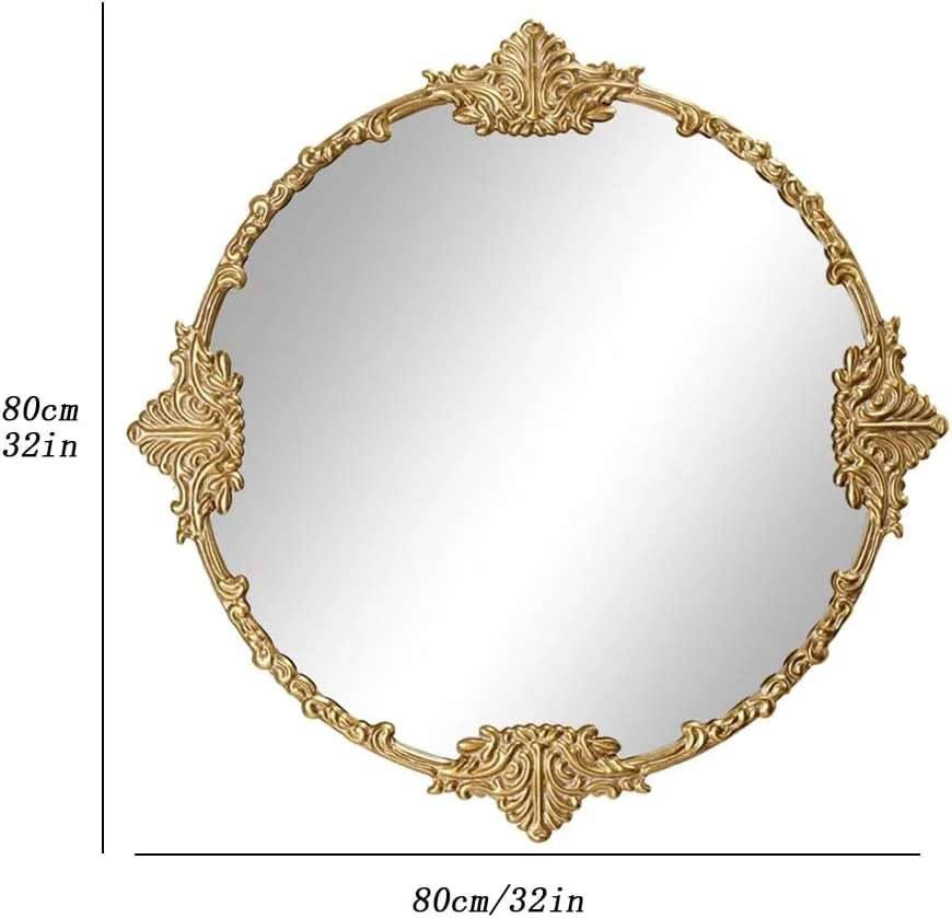 آینه تزئینی طلایی عتیقه KXWOQ3ED، آینه دیواری گرد باروک با قاب چوبی، آینه دایره ای وینتیج 24/32 اینچی برای دکوراسیون منزل، اتاق خواب، اتاق نشیمن، رختکن (80 سانتی متر (32 اینچ)) آینه تزئینی طلایی عتیقه KXWOQ3ED، آینه دیواری گرد باروک با قاب چوبی، آینه دایره ای وینتیج 24/32 اینچی برای دکوراسیون منزل، اتاق خواب، اتاق نشیمن، رختکن (80 سانتی متر (32 اینچ))