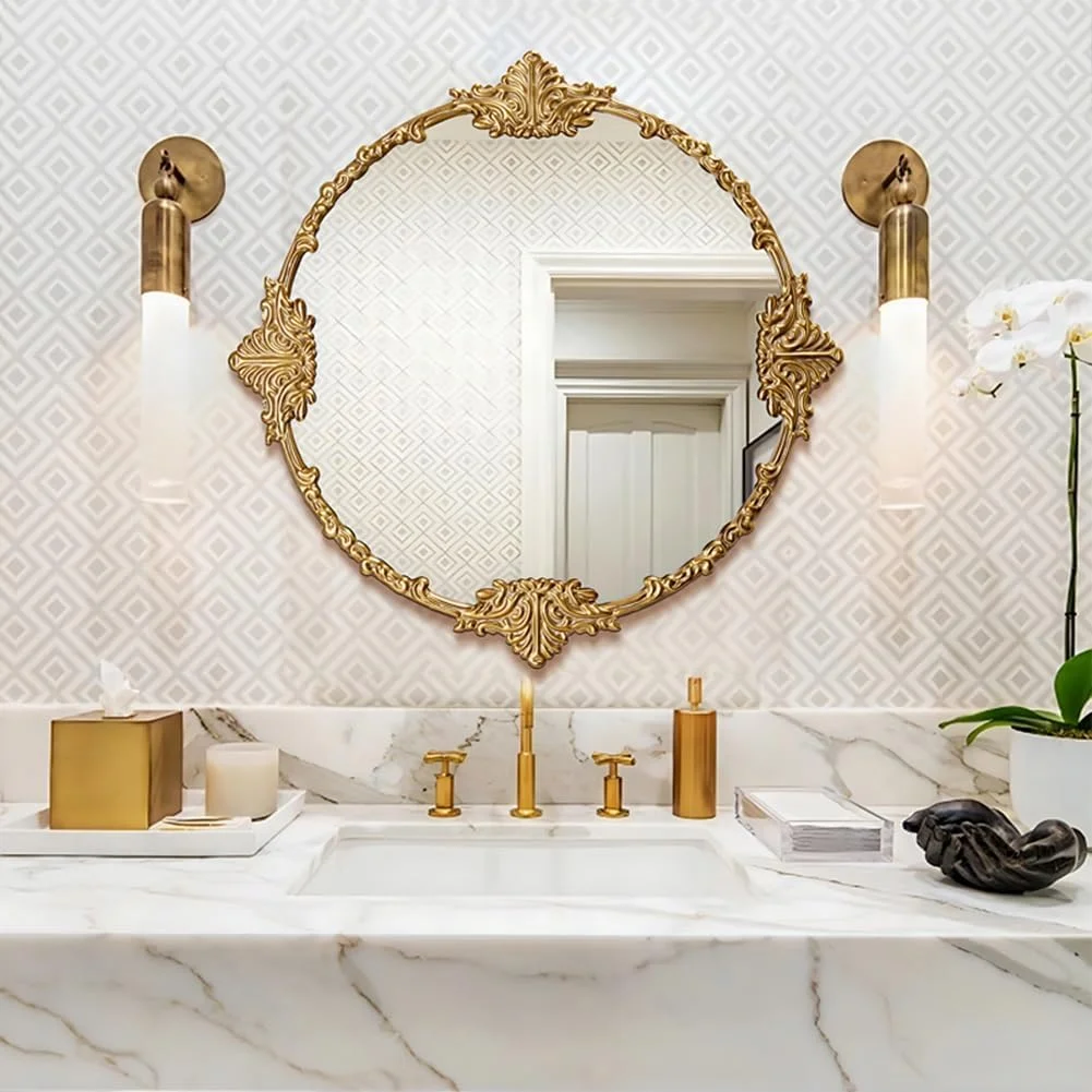 آینه تزئینی طلایی عتیقه KXWOQ3ED، آینه دیواری گرد باروک با قاب چوبی، آینه دایره ای وینتیج 24/32 اینچی برای دکوراسیون منزل، اتاق خواب، اتاق نشیمن، رختکن (80 سانتی متر (32 اینچ)) آینه تزئینی طلایی عتیقه KXWOQ3ED، آینه دیواری گرد باروک با قاب چوبی، آینه دایره ای وینتیج 24/32 اینچی برای دکوراسیون منزل، اتاق خواب، اتاق نشیمن، رختکن (80 سانتی متر (32 اینچ))