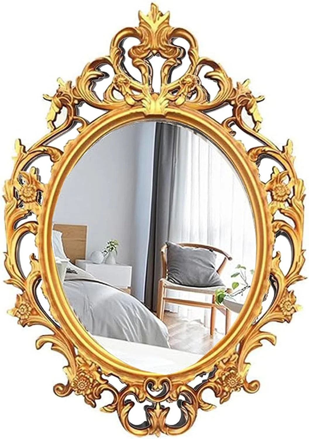 آینه دیواری بیضی شکل وینتیج HOMETASTE مناسب اتاق نشیمن، آشپزخانه، اتاق خواب یا راهرو - جذابیت سبک روستایی فرانسوی برای هر فضا - قابل استفاده روی میز یا نصب روی دیوار - زیبایی و سبک جاودانه (طلایی، مدیوم_70x48 سانتی متر) آینه دیواری بیضی شکل وینتیج HOMETASTE مناسب اتاق نشیمن، آشپزخانه، اتاق خواب یا راهرو - جذابیت سبک روستایی فرانسوی برای هر فضا - قابل استفاده روی میز یا نصب روی دیوار - زیبایی و سبک جاودانه (طلایی، مدیوم_70x48 سانتی متر)