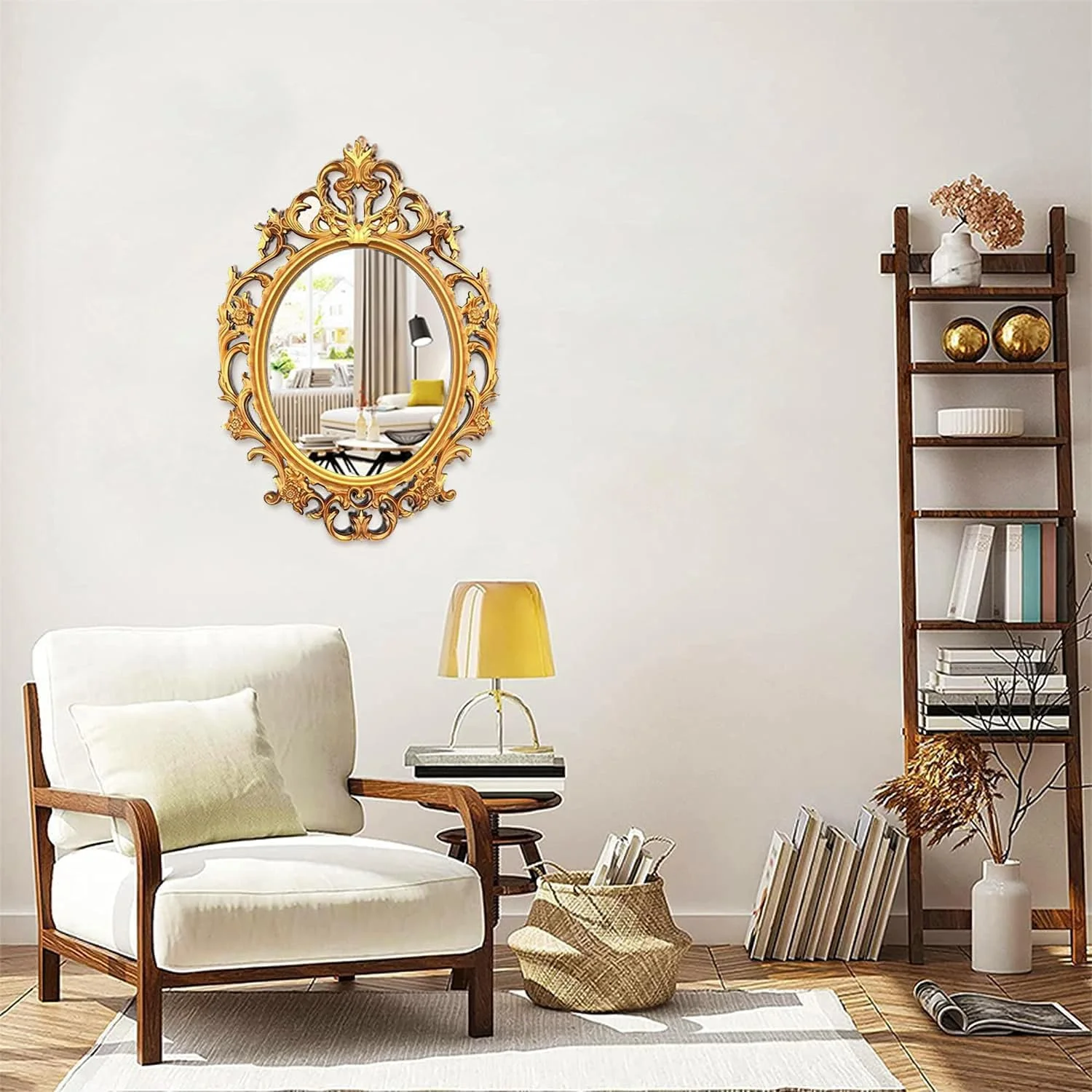 آینه دیواری بیضی شکل وینتیج HOMETASTE مناسب اتاق نشیمن، آشپزخانه، اتاق خواب یا راهرو - جذابیت سبک روستایی فرانسوی برای هر فضا - قابل استفاده روی میز یا نصب روی دیوار - زیبایی و سبک جاودانه (طلایی، مدیوم_70x48 سانتی متر) آینه دیواری بیضی شکل وینتیج HOMETASTE مناسب اتاق نشیمن، آشپزخانه، اتاق خواب یا راهرو - جذابیت سبک روستایی فرانسوی برای هر فضا - قابل استفاده روی میز یا نصب روی دیوار - زیبایی و سبک جاودانه (طلایی، مدیوم_70x48 سانتی متر)