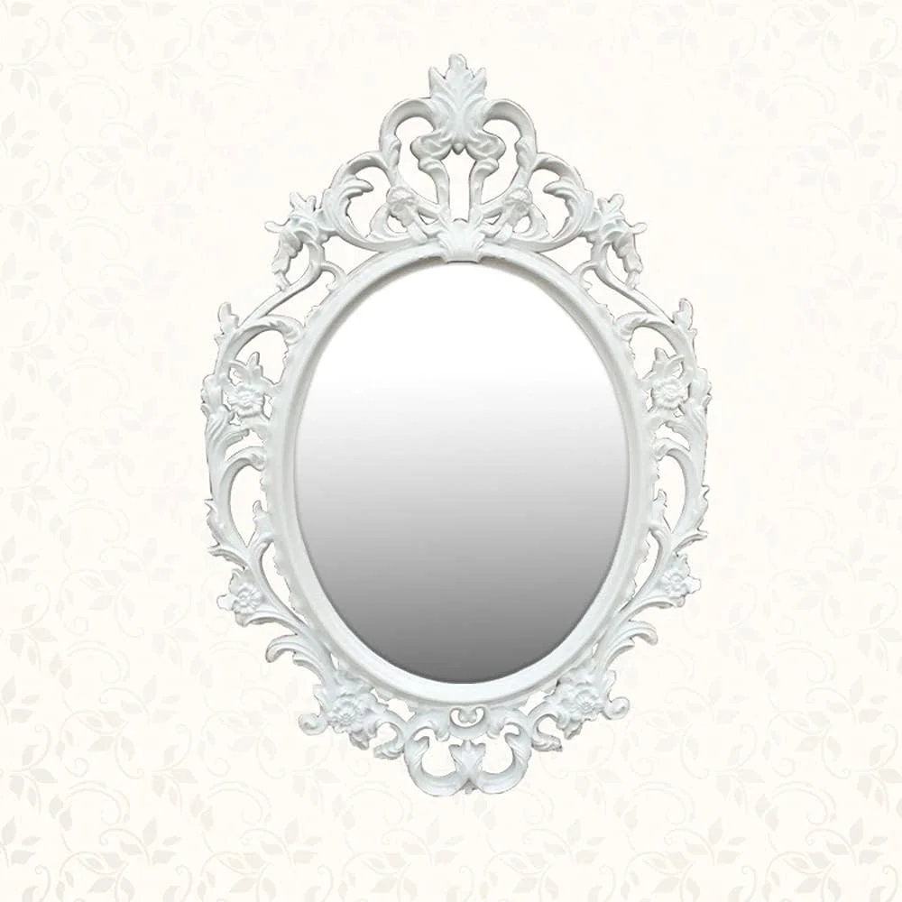 آینه دیواری تزئینی LINGWEI، آینه آرایشی آویز دیواری برای دکور اتاق خواب و نشیمن. (سفید) آینه دیواری تزئینی LINGWEI، آینه آرایشی آویز دیواری برای دکور اتاق خواب و نشیمن. (سفید)