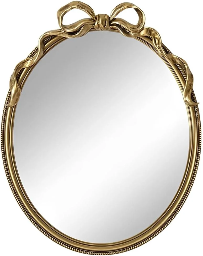 آینه تزئینی بیضی شکل وینتیج KXWOQ3ED، 60x80 سانتی متر، آینه طلایی عتیقه، آینه دیواری پاپیونی تزیینی، دکوراسیون منزل برای میز آرایش، اتاق خواب آینه تزئینی بیضی شکل وینتیج KXWOQ3ED، 60x80 سانتی متر، آینه طلایی عتیقه، آینه دیواری پاپیونی تزیینی، دکوراسیون منزل برای میز آرایش، اتاق خواب