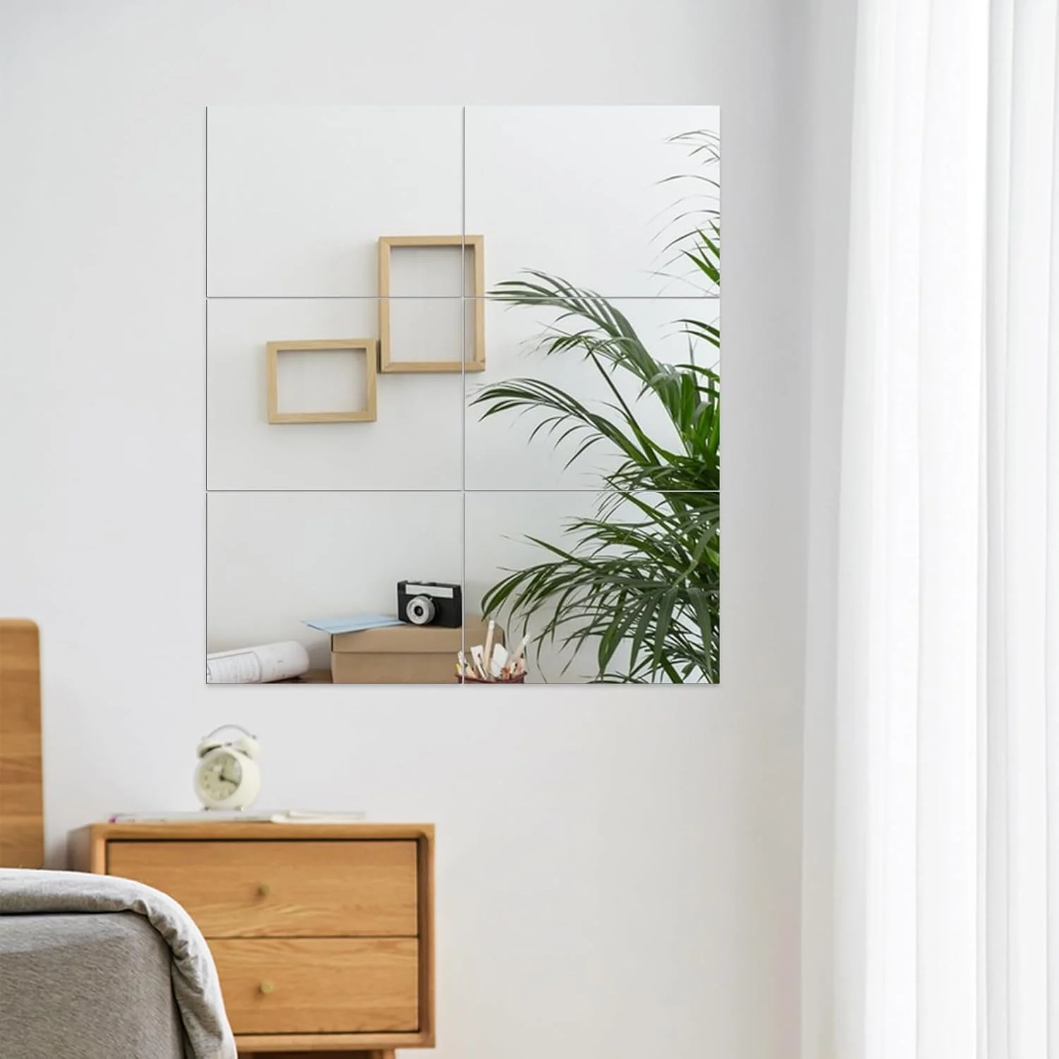 برچسب آینه دیواری لاربر 6 تکه، آینه های 30 در 40 سانتی متر، برچسب های دیواری غیر شیشه ای، برچسب آینه اکریلیک برای کمد لباس، درب، اتاق خواب