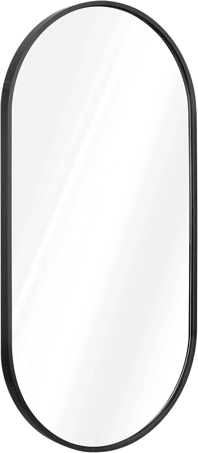 آینه بیضی بزرگ Navaris با قاب - آینه تزئینی 75 x 38 x 3 سانتی متر برای آویزان کردن - آینه دیواری بیضی - آینه حمام راهرو توالت - گوشه های گرد در بالا - آینه بیضی سیاه آینه بیضی بزرگ Navaris با قاب - آینه تزئینی 75 x 38 x 3 سانتی متر برای آویزان کردن - آینه دیواری بیضی - آینه حمام راهرو توالت - گوشه های گرد در بالا - آینه بیضی سیاه