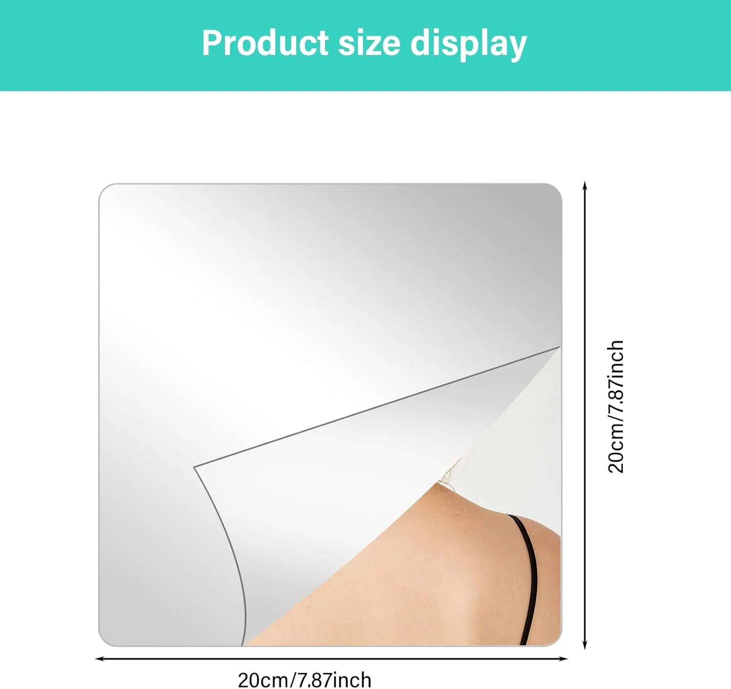 آینه های کاشی خود چسب Nizirioo بسته 4 عددی 20x20 سانتی متر - آینه انعطاف پذیر خود چسب غیر شیشه ای دکوراسیون دیواری اکریلیک DIY آینه تزئینی بدون قاب برای درب کمد اتاق خواب حمام