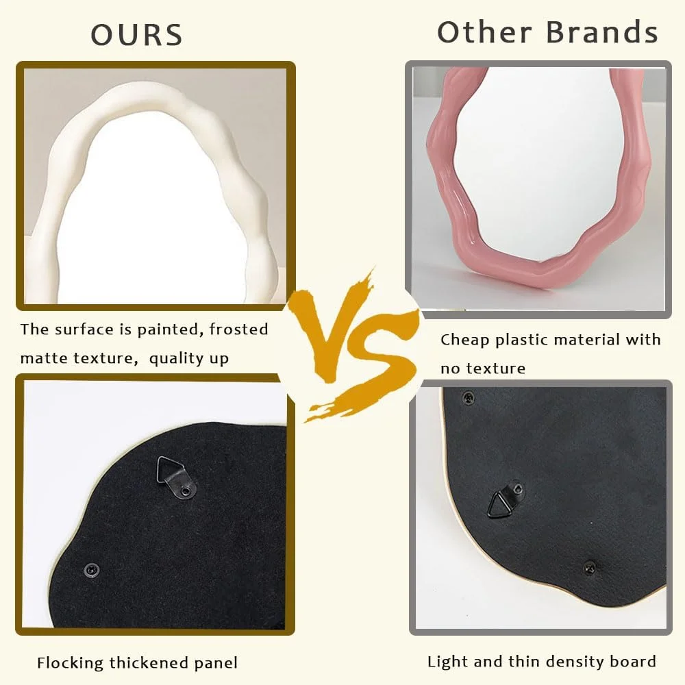 آینه آرایشی ابری برای میز، آینه رومیزی آویز، آینه رومیزی با پایه قابل تنظیم، آینه های دکوراتیو زیبا برای اتاق کار، اتاق نشیمن، اتاق خواب (سفید)