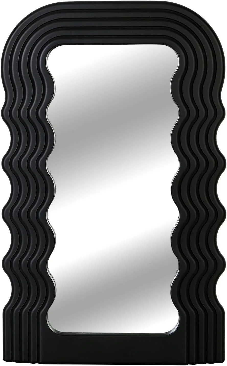 آینه با قاب نامنظم طرح موجی Simmer Stone، آینه تزئینی رومیزی دیواری برای اتاق نشیمن، اتاق خواب، راهرو، دکوراسیون منزل، هدیه تولد و خانه نویی (مشکی) آینه با قاب نامنظم طرح موجی Simmer Stone، آینه تزئینی رومیزی دیواری برای اتاق نشیمن، اتاق خواب، راهرو، دکوراسیون منزل، هدیه تولد و خانه نویی (مشکی)