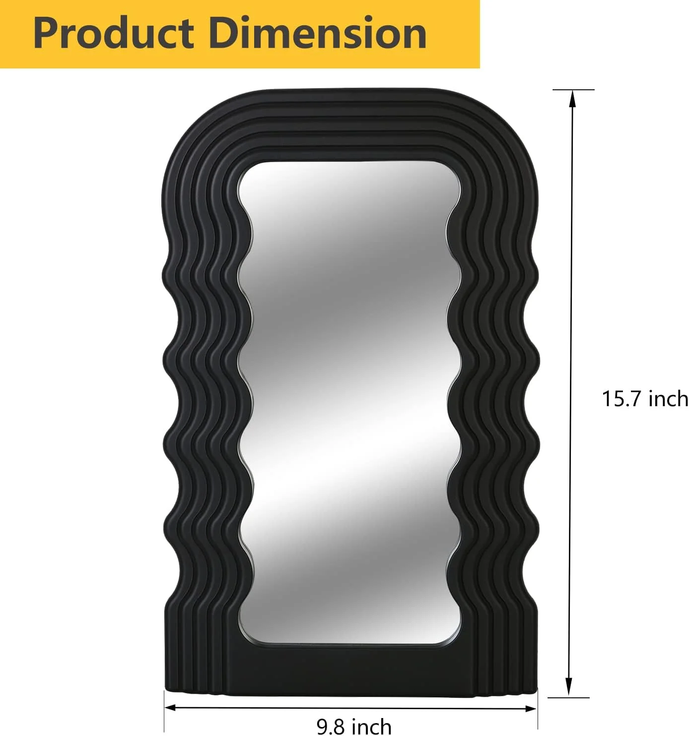 آینه با قاب نامنظم طرح موجی Simmer Stone، آینه تزئینی رومیزی دیواری برای اتاق نشیمن، اتاق خواب، راهرو، دکوراسیون منزل، هدیه تولد و خانه نویی (مشکی)