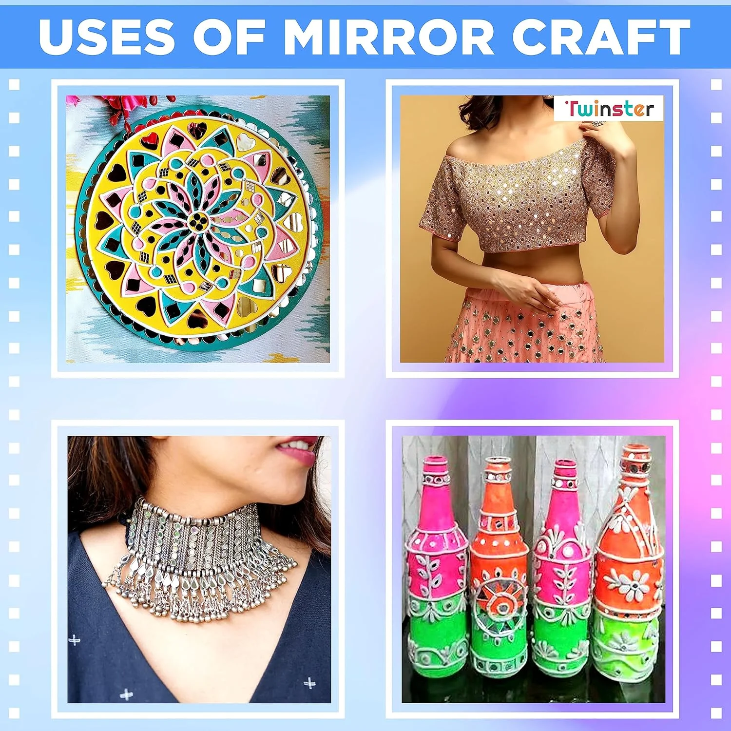 آینه های توینستر برای کارهای دستی (10 شکل مختلف، 1600 قطعه در مجموع) کیت مواد هنری لیپان آینه های تزئینی بهترین کیت DIY آینه های توینستر برای کارهای دستی (10 شکل مختلف، 1600 قطعه در مجموع) کیت مواد هنری لیپان آینه های تزئینی بهترین کیت DIY