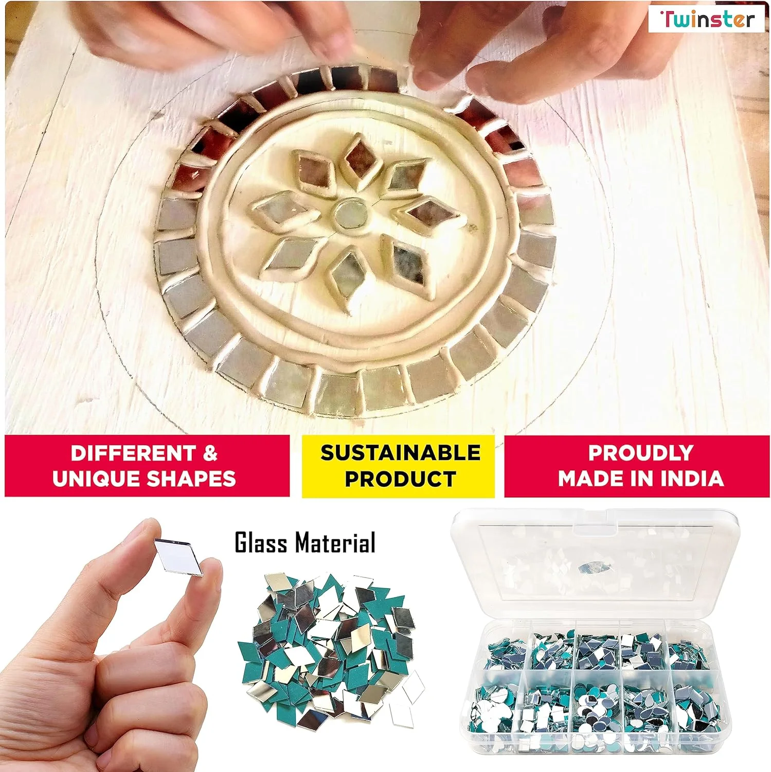 آینه های توینستر برای کارهای دستی (10 شکل مختلف، 1600 قطعه در مجموع) کیت مواد هنری لیپان آینه های تزئینی بهترین کیت DIY آینه های توینستر برای کارهای دستی (10 شکل مختلف، 1600 قطعه در مجموع) کیت مواد هنری لیپان آینه های تزئینی بهترین کیت DIY