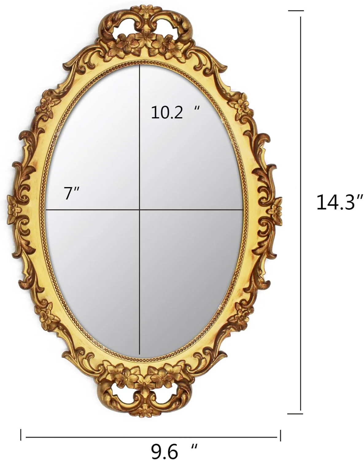 آینه تزئینی بیضی شکل کوچک Tstarer با قاب طلایی به سبک وینتیج، 24.1 سانتی متر عرض × 36.8 سانتی متر طول (طلایی) آینه تزئینی بیضی شکل کوچک Tstarer با قاب طلایی به سبک وینتیج، 24.1 سانتی متر عرض × 36.8 سانتی متر طول (طلایی)