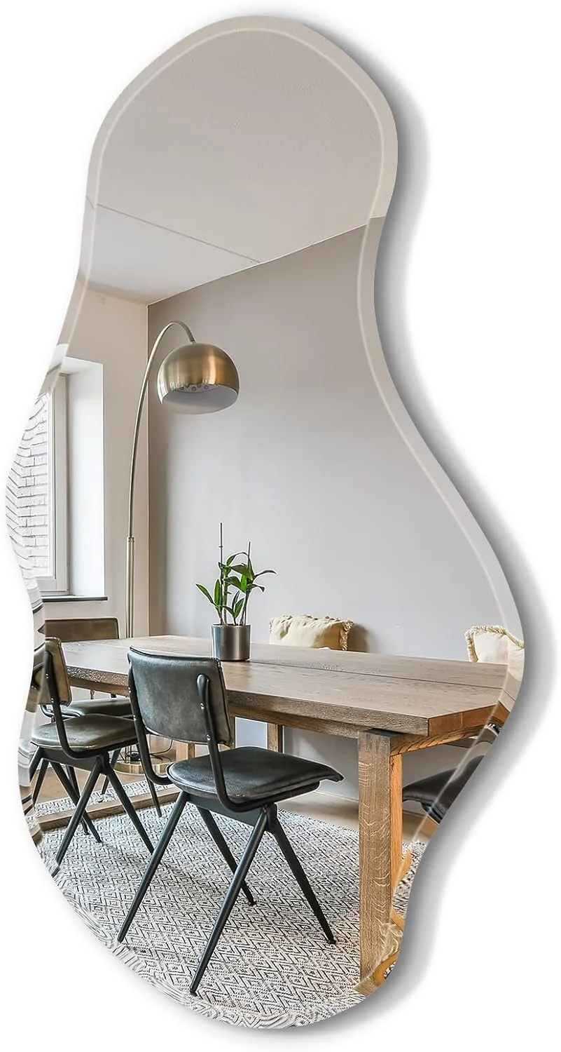 آینه دیواری نامنظم USHOWER، 50x90 سانتی متر، آینه موجی بدون قاب با لبه پخ دار و صیقلی، آینه های دیواری تزئینی برای حمام، اتاق خواب، اتاق نشیمن، ورودی، بازسازی رختکن آینه دیواری نامنظم USHOWER، 50x90 سانتی متر، آینه موجی بدون قاب با لبه پخ دار و صیقلی، آینه های دیواری تزئینی برای حمام، اتاق خواب، اتاق نشیمن، ورودی، بازسازی رختکن