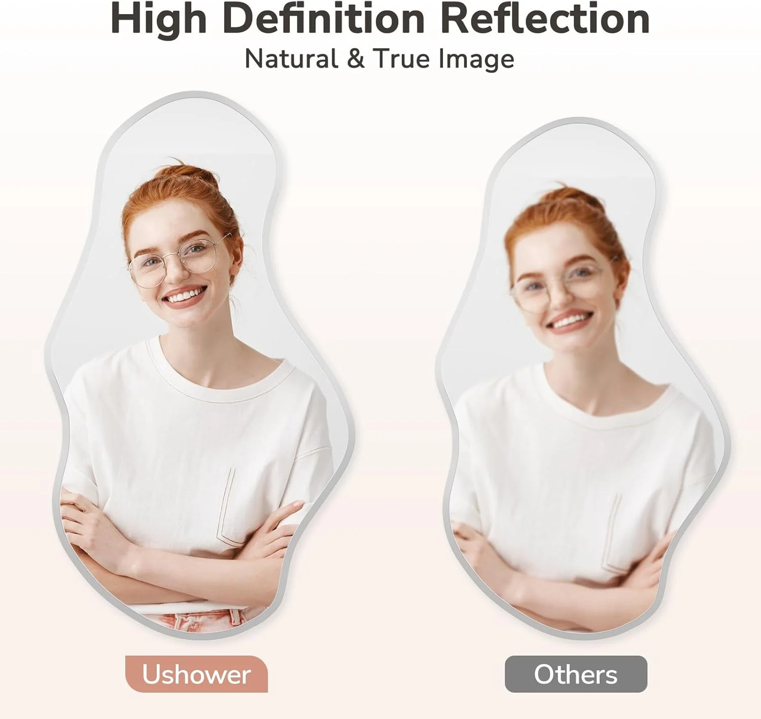 آینه دیواری نامنظم USHOWER، 50x90 سانتی متر، آینه موجی بدون قاب با لبه پخ دار و صیقلی، آینه های دیواری تزئینی برای حمام، اتاق خواب، اتاق نشیمن، ورودی، بازسازی رختکن آینه دیواری نامنظم USHOWER، 50x90 سانتی متر، آینه موجی بدون قاب با لبه پخ دار و صیقلی، آینه های دیواری تزئینی برای حمام، اتاق خواب، اتاق نشیمن، ورودی، بازسازی رختکن