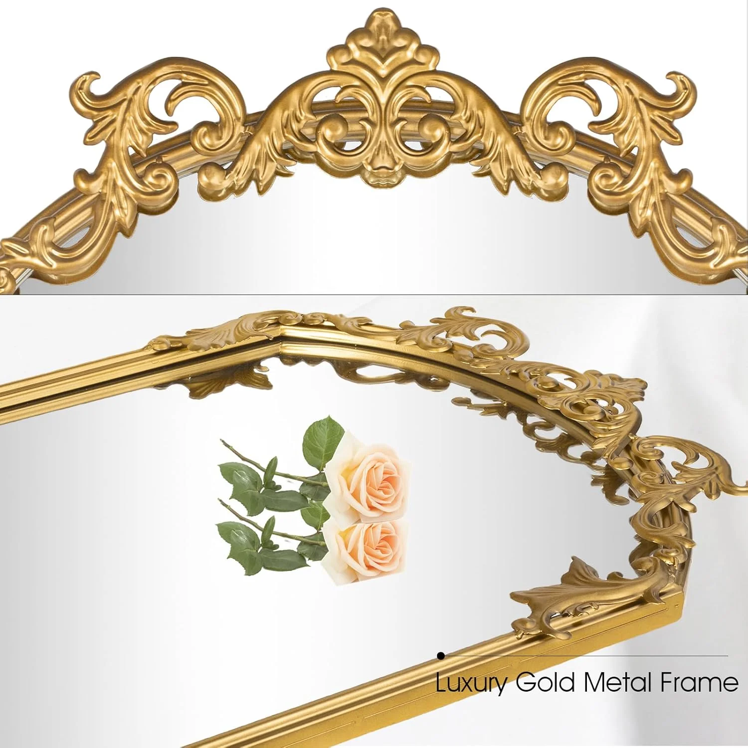 آینه قدی کمانی طلایی آنتیک Varsoul، 48x81 سانتی متر، آینه دیواری وینتیج، آینه دکوراتیو باروک با قاب فلزی مناسب اتاق خواب، نشیمن، حمام، راهرو آینه قدی کمانی طلایی آنتیک Varsoul، 48x81 سانتی متر، آینه دیواری وینتیج، آینه دکوراتیو باروک با قاب فلزی مناسب اتاق خواب، نشیمن، حمام، راهرو