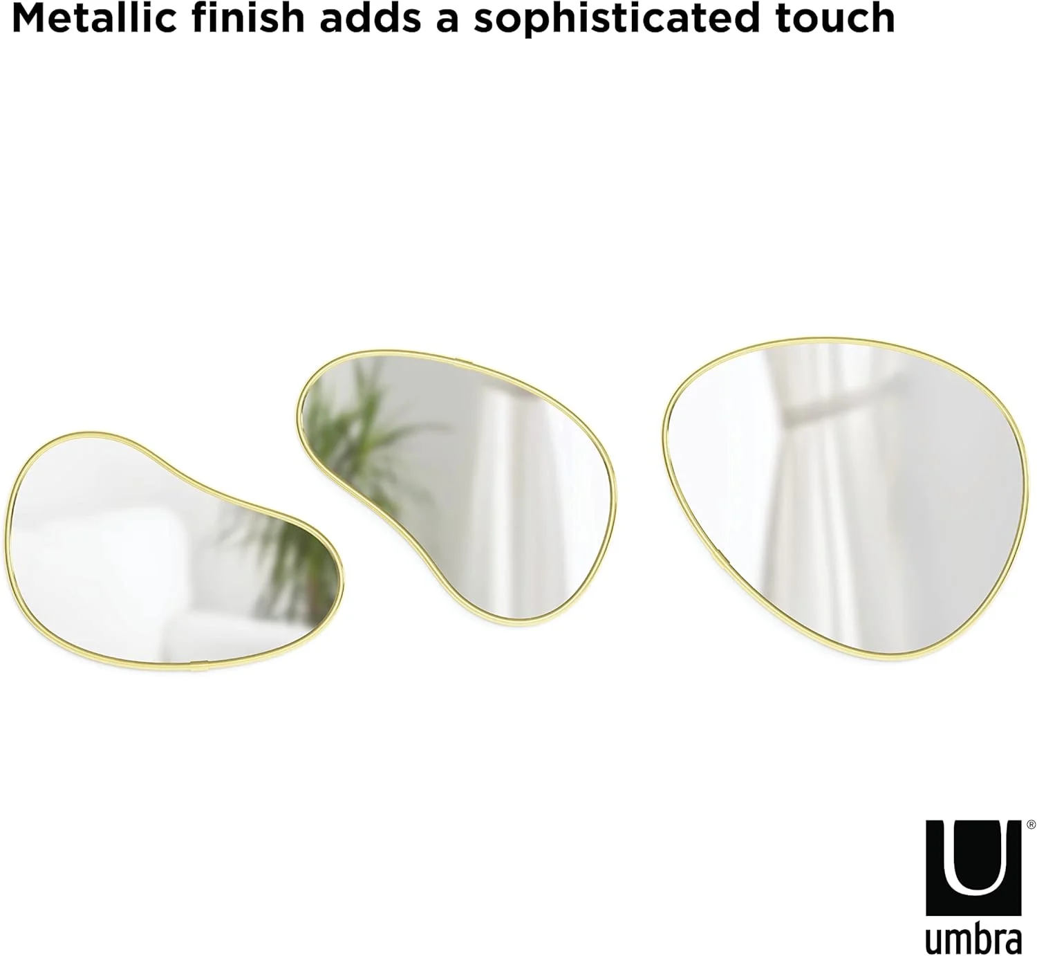 آینه های سنگریزه ای هابا Umbra، ست 3 عددی، برنجی