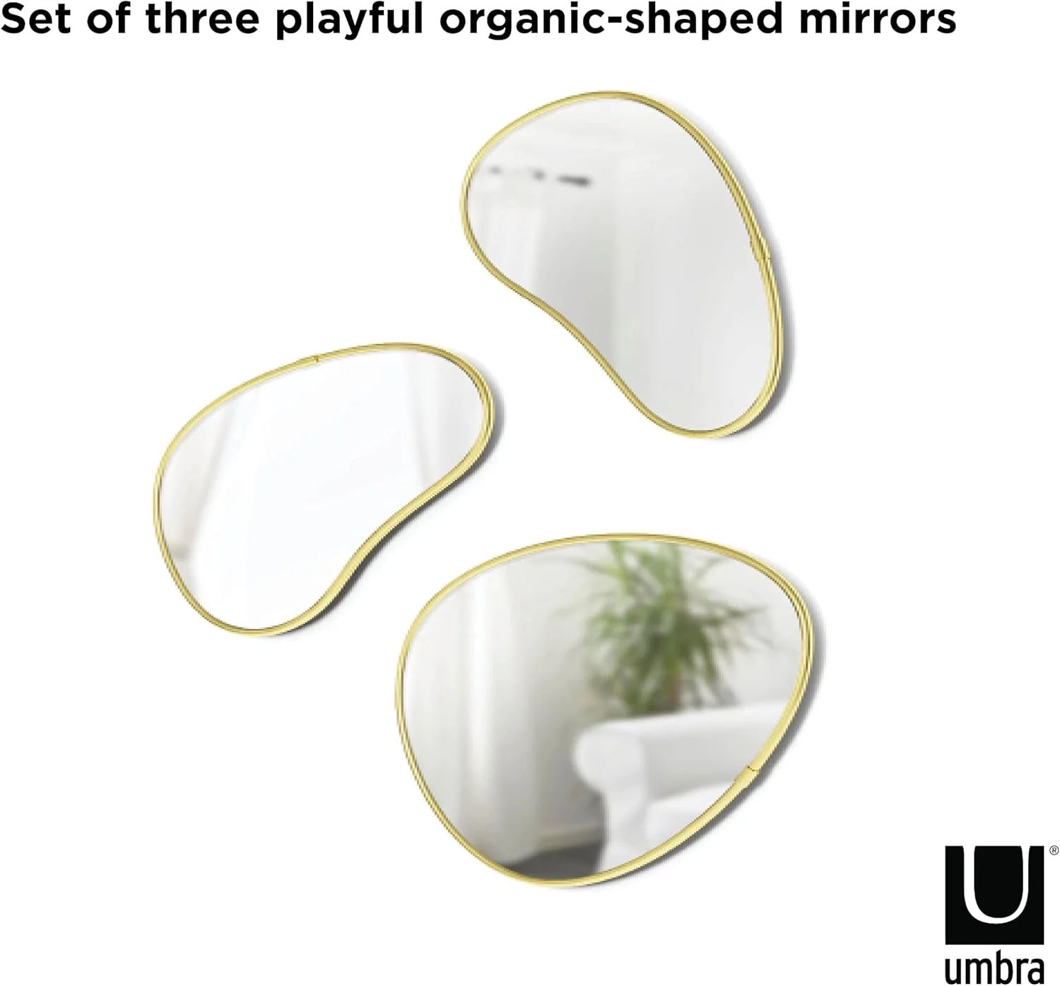 آینه های سنگریزه ای هابا Umbra، ست 3 عددی، برنجی