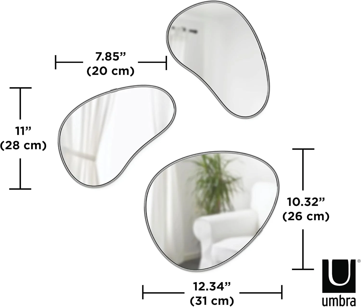 ست آینه دیواری آمبرا مدل Hubba Pebble، آینه با طراحی مدرن و شکل ارگانیک، سایز One Size ست آینه دیواری آمبرا مدل Hubba Pebble، آینه با طراحی مدرن و شکل ارگانیک، سایز One Size