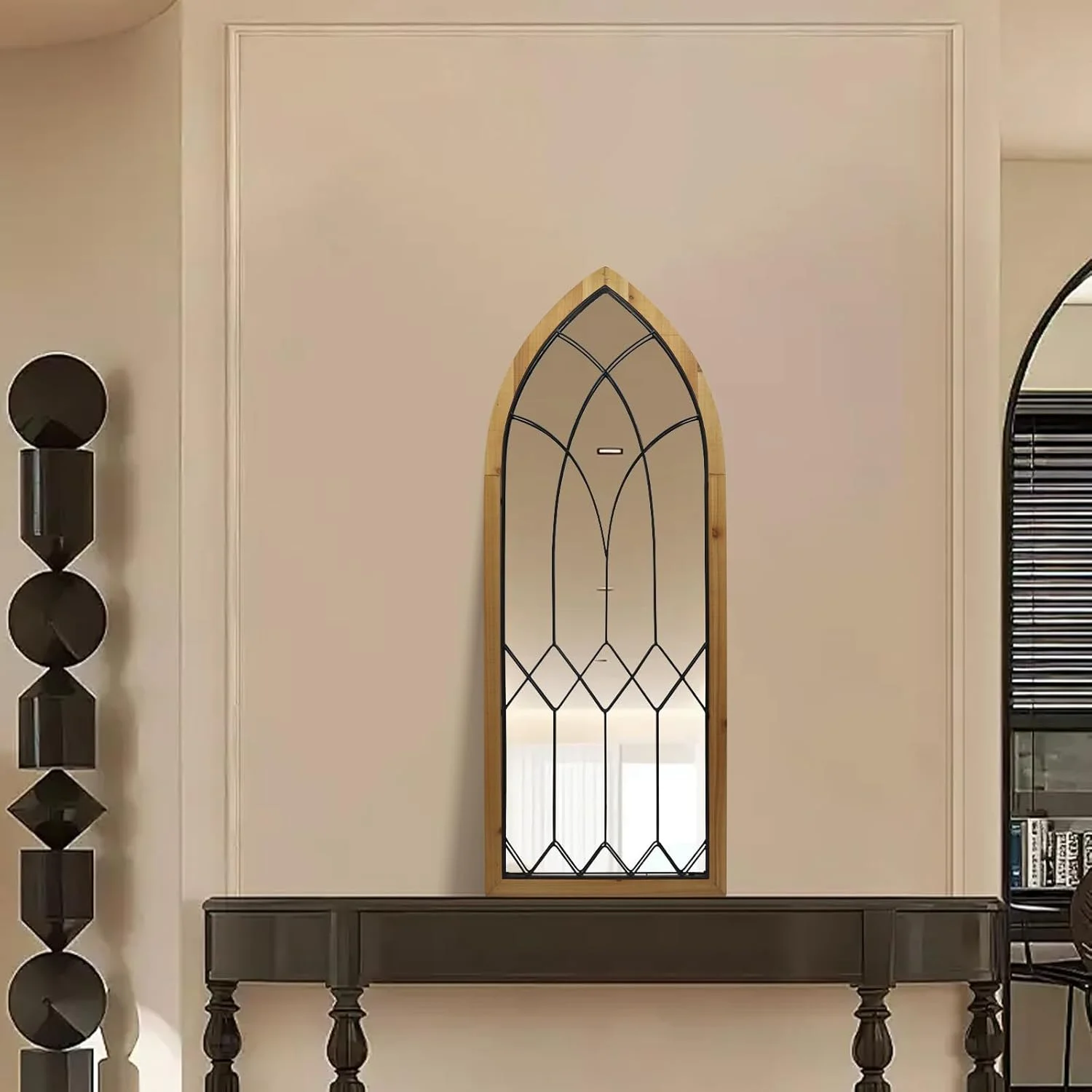 آینه قدی کمانی TopCity، طرح پنجره، 107x41 سانتیمتر، مناسب دکوراسیون روستیک، آینه دیواری طرح کلیسای جامع، آینه تزئینی با قاب چوبی برای اتاق نشیمن، بالای شومینه و راهرو آینه قدی کمانی TopCity، طرح پنجره، 107x41 سانتیمتر، مناسب دکوراسیون روستیک، آینه دیواری طرح کلیسای جامع، آینه تزئینی با قاب چوبی برای اتاق نشیمن، بالای شومینه و راهرو