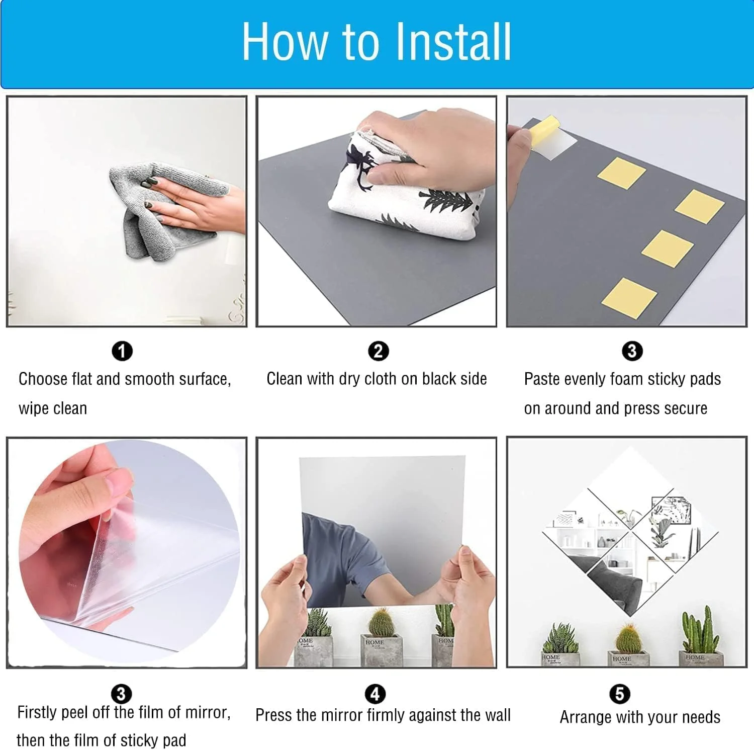 آینه چسبی HD مدل TSKDKIT، بسته 4 عددی، بدون شیشه، مناسب برای کاشی، ورقههای خودچسب A4، فیلم انعطاف پذیر، دکوراسیون دیوار آکریلیک (29 x 21 سانتی متر) آینه چسبی HD مدل TSKDKIT، بسته 4 عددی، بدون شیشه، مناسب برای کاشی، ورقههای خودچسب A4، فیلم انعطاف پذیر، دکوراسیون دیوار آکریلیک (29 x 21 سانتی متر)