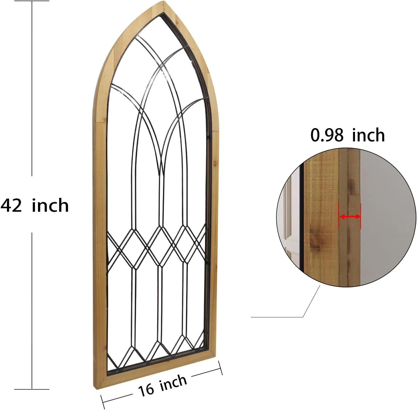 آینه قدی کمانی TopCity، طرح پنجره، 107x41 سانتیمتر، مناسب دکوراسیون روستیک، آینه دیواری طرح کلیسای جامع، آینه تزئینی با قاب چوبی برای اتاق نشیمن، بالای شومینه و راهرو آینه قدی کمانی TopCity، طرح پنجره، 107x41 سانتیمتر، مناسب دکوراسیون روستیک، آینه دیواری طرح کلیسای جامع، آینه تزئینی با قاب چوبی برای اتاق نشیمن، بالای شومینه و راهرو