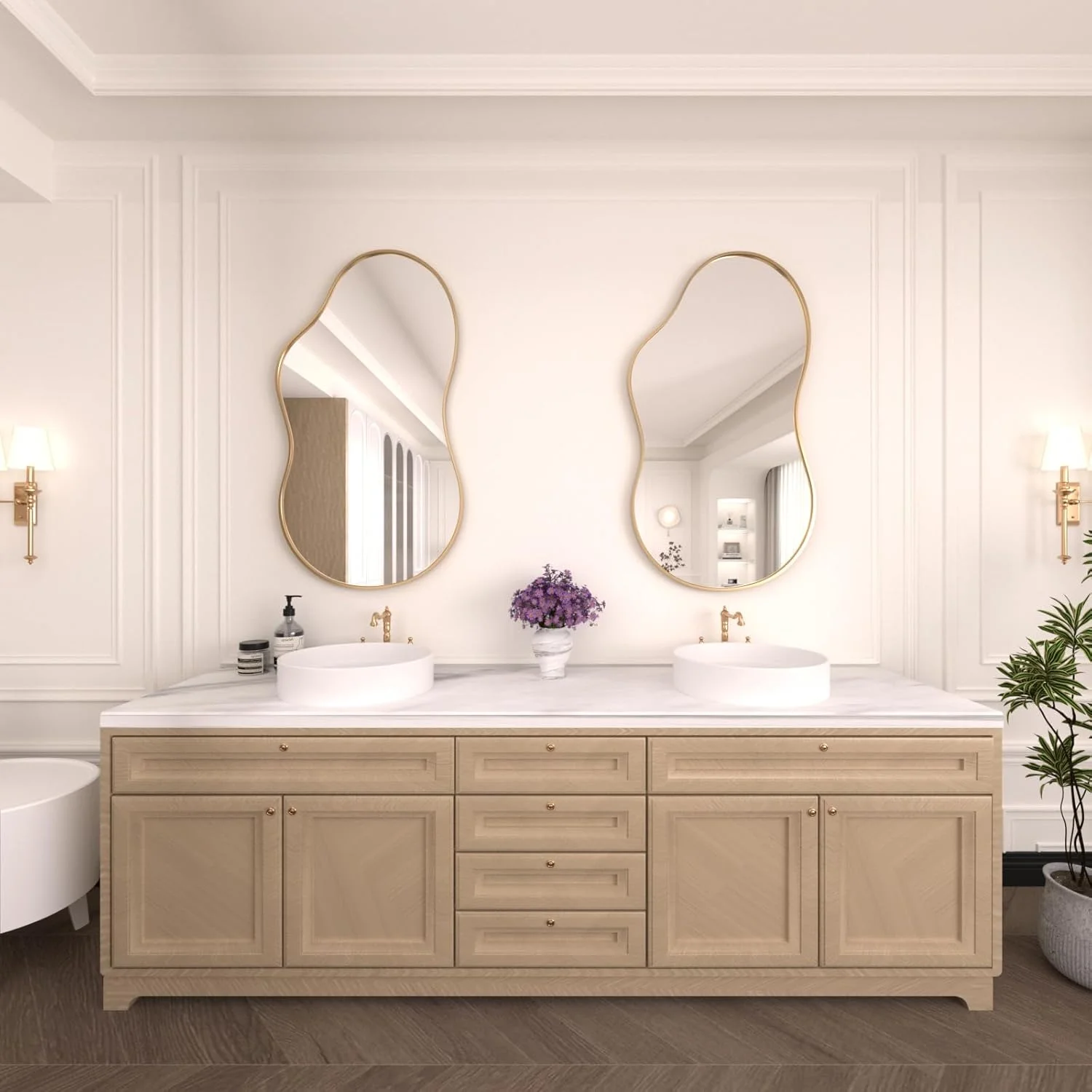 آینه دیواری نامنظم WEER، 50x90 سانتی متر، طلایی، آینه های دیواری نامتقارن تزئینی، آینه قاب آلیاژ آلومینیوم موج دار انتزاعی برای حمام، اتاق خواب، اتاق نشیمن، ورودی آینه دیواری نامنظم WEER، 50x90 سانتی متر، طلایی، آینه های دیواری نامتقارن تزئینی، آینه قاب آلیاژ آلومینیوم موج دار انتزاعی برای حمام، اتاق خواب، اتاق نشیمن، ورودی