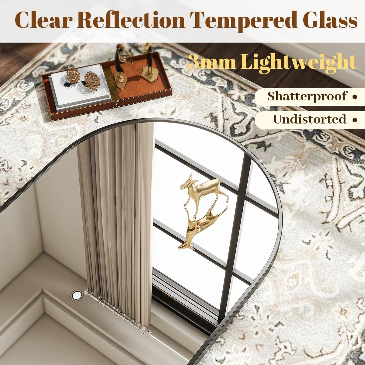 آینه قدی کمانی VooBang، آینه کمانی 78 در 81 سانتیمتر، آینه روشویی دیواری با قاب فلزی کمانی، آینه روشویی مدرن برای اتاق خواب، اتاق نشیمن، قابل آویزان کردن یا تکیه دادن، مشکی آینه قدی کمانی VooBang، آینه کمانی 78 در 81 سانتیمتر، آینه روشویی دیواری با قاب فلزی کمانی، آینه روشویی مدرن برای اتاق خواب، اتاق نشیمن، قابل آویزان کردن یا تکیه دادن، مشکی