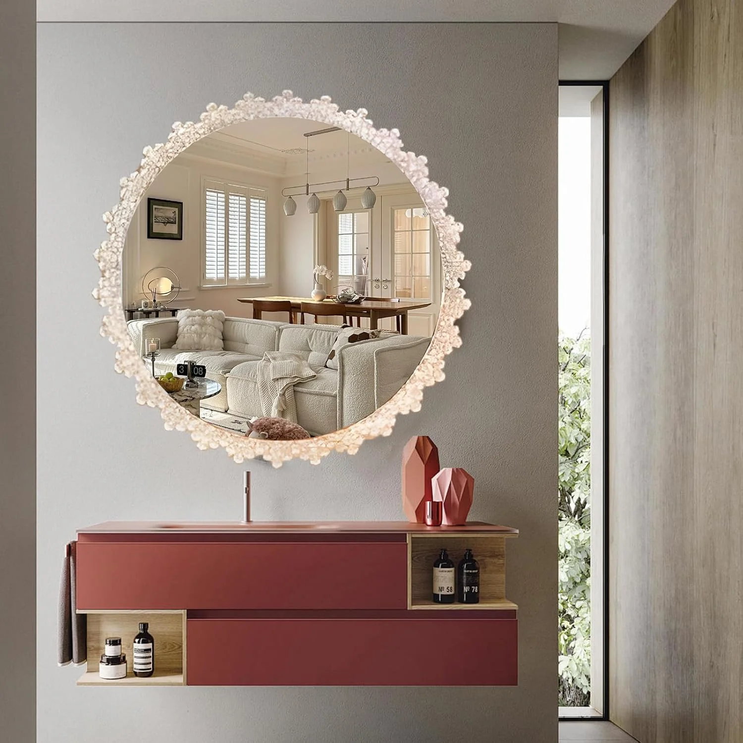 آینه حمام LED وی پی هوم 32 اینچ با چراغ، آینه گرد LED دیواری، 3 حالت رنگی، لمسی هوشمند دیمر دار، آینه دکور گرد ضد شکست، مناسب برای اتاق پرو (80x80 سانتی متر) آینه حمام LED وی پی هوم 32 اینچ با چراغ، آینه گرد LED دیواری، 3 حالت رنگی، لمسی هوشمند دیمر دار، آینه دکور گرد ضد شکست، مناسب برای اتاق پرو (80x80 سانتی متر)