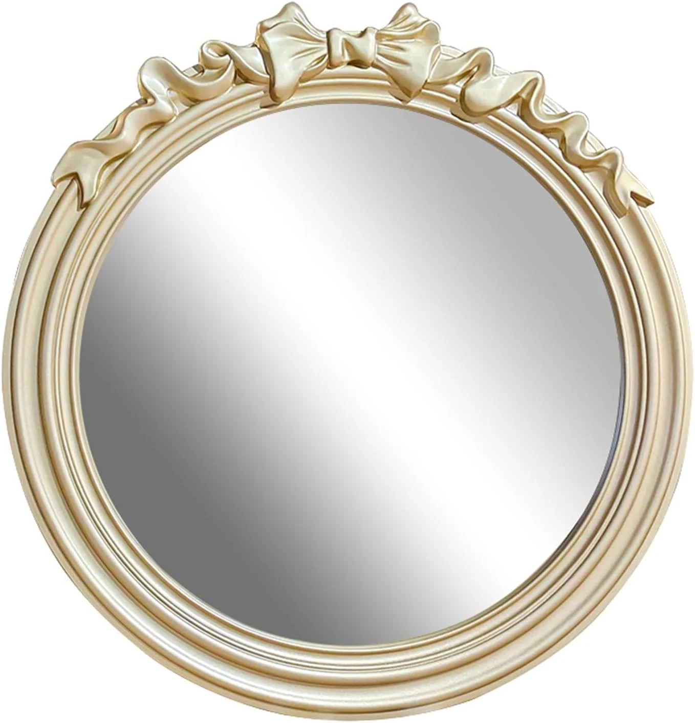 آینه آرایشی گرد، آینه تزئینی پاپیونی وینتیج، آینه دیواری با قاب چوبی برای اتاق نشیمن، اتاق خواب دخترانه، حمام، شامپاین-60 سانتی متر/24 اینچ آینه آرایشی گرد، آینه تزئینی پاپیونی وینتیج، آینه دیواری با قاب چوبی برای اتاق نشیمن، اتاق خواب دخترانه، حمام، شامپاین-60 سانتی متر/24 اینچ
