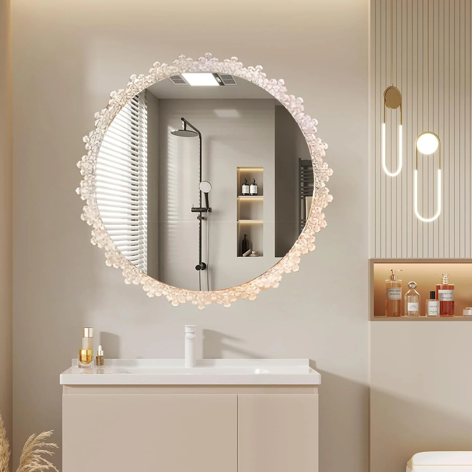 آینه حمام LED وی پی هوم 32 اینچ با چراغ، آینه گرد LED دیواری، 3 حالت رنگی، لمسی هوشمند دیمر دار، آینه دکور گرد ضد شکست، مناسب برای اتاق پرو (80x80 سانتی متر) آینه حمام LED وی پی هوم 32 اینچ با چراغ، آینه گرد LED دیواری، 3 حالت رنگی، لمسی هوشمند دیمر دار، آینه دکور گرد ضد شکست، مناسب برای اتاق پرو (80x80 سانتی متر)