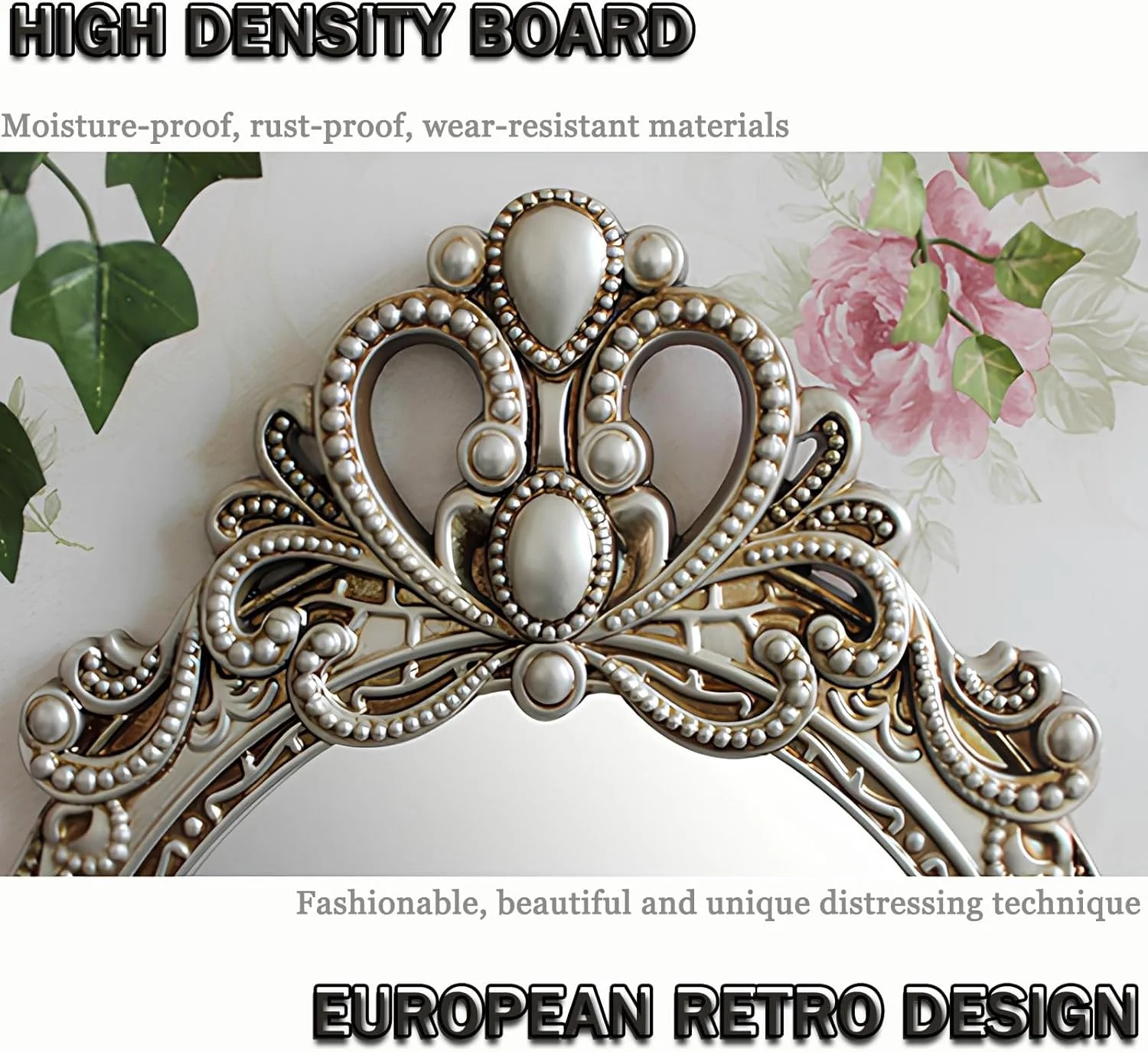 آینه تزئینی وینتیج 38 * 59 سانتی متر، آینه دیواری بیضی آویز با حاشیه حکاکی شده به سبک اروپایی برای میز آرایش، اتاق نشیمن، ورودی (طلایی مشکی) آینه تزئینی وینتیج 38 * 59 سانتی متر، آینه دیواری بیضی آویز با حاشیه حکاکی شده به سبک اروپایی برای میز آرایش، اتاق نشیمن، ورودی (طلایی مشکی)