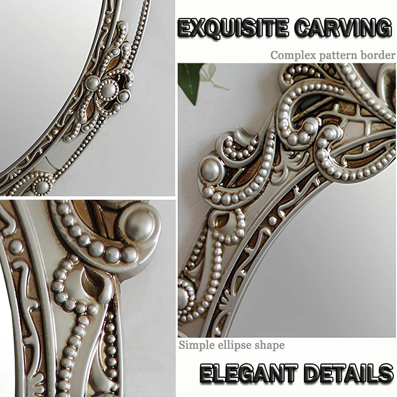 آینه تزئینی وینتیج 38 * 59 سانتی متر، آینه دیواری بیضی آویز با حاشیه حکاکی شده به سبک اروپایی برای میز آرایش، اتاق نشیمن، ورودی (طلایی مشکی) آینه تزئینی وینتیج 38 * 59 سانتی متر، آینه دیواری بیضی آویز با حاشیه حکاکی شده به سبک اروپایی برای میز آرایش، اتاق نشیمن، ورودی (طلایی مشکی)