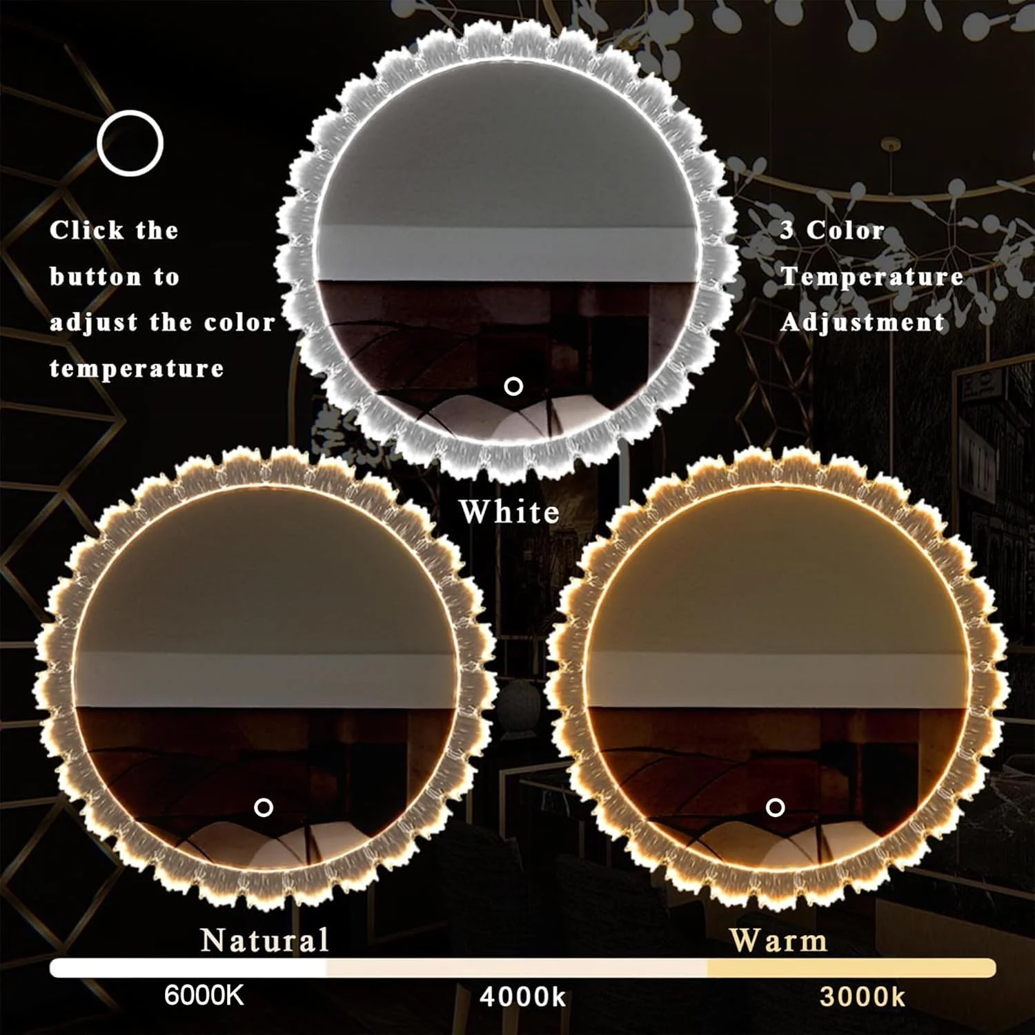 آینه حمام LED وی پی هوم 32 اینچ با چراغ، آینه گرد LED دیواری، 3 حالت رنگی، لمسی هوشمند دیمر دار، آینه دکور گرد ضد شکست، مناسب برای اتاق پرو (80x80 سانتی متر) آینه حمام LED وی پی هوم 32 اینچ با چراغ، آینه گرد LED دیواری، 3 حالت رنگی، لمسی هوشمند دیمر دار، آینه دکور گرد ضد شکست، مناسب برای اتاق پرو (80x80 سانتی متر)