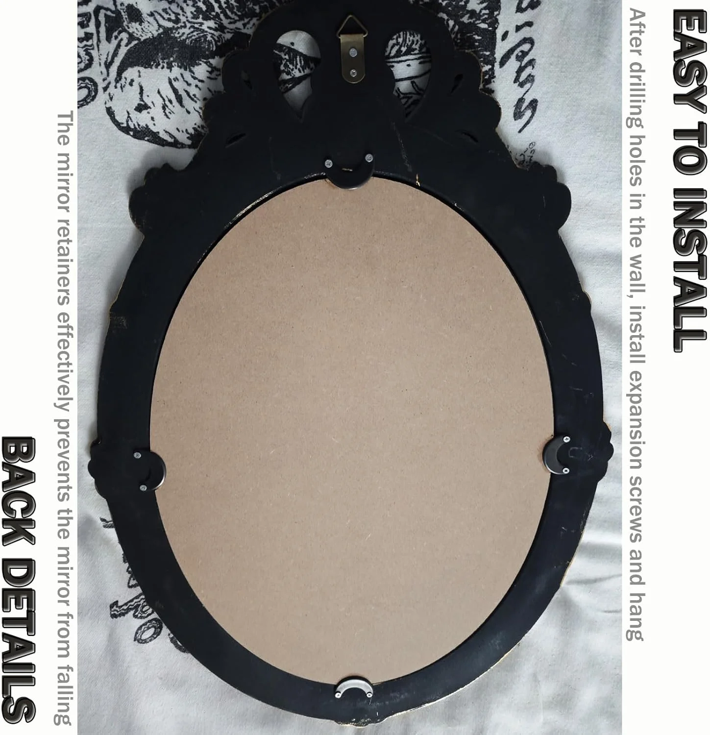 آینه تزئینی وینتیج 38 * 59 سانتی متر، آینه دیواری بیضی آویز با حاشیه حکاکی شده به سبک اروپایی برای میز آرایش، اتاق نشیمن، ورودی (طلایی مشکی) آینه تزئینی وینتیج 38 * 59 سانتی متر، آینه دیواری بیضی آویز با حاشیه حکاکی شده به سبک اروپایی برای میز آرایش، اتاق نشیمن، ورودی (طلایی مشکی)