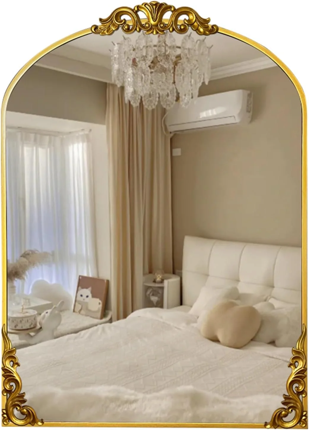 آینه دیواری قوسی عتیقه طلایی با ابعاد 50x95 سانتیمتر، آینه تزئینی طرح باروک مناسب حمام، اتاق خواب، ورودی و نشیمن آینه دیواری قوسی عتیقه طلایی با ابعاد 50x95 سانتیمتر، آینه تزئینی طرح باروک مناسب حمام، اتاق خواب، ورودی و نشیمن