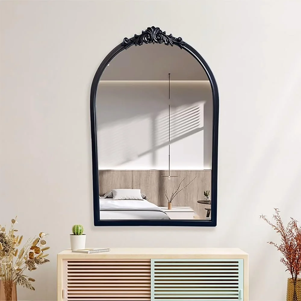 آینه دیواری قوسی تزئینی، آینه سیاه عتیقه قدیمی، آینه 60x90 سانتیمتری برای بالای شومینه/ورودی، آینههای تزئینی فرانسوی (50 * 77 سانتیمتر / 20 * 30 اینچ) آینه دیواری قوسی تزئینی، آینه سیاه عتیقه قدیمی، آینه 60x90 سانتیمتری برای بالای شومینه/ورودی، آینههای تزئینی فرانسوی (50 * 77 سانتیمتر / 20 * 30 اینچ)