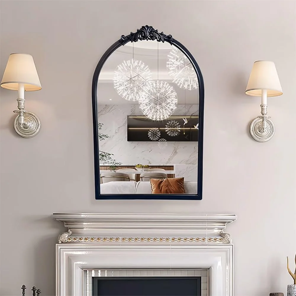 آینه دیواری قوسی تزئینی، آینه سیاه عتیقه قدیمی، آینه 60x90 سانتیمتری برای بالای شومینه/ورودی، آینههای تزئینی فرانسوی (50 * 77 سانتیمتر / 20 * 30 اینچ) آینه دیواری قوسی تزئینی، آینه سیاه عتیقه قدیمی، آینه 60x90 سانتیمتری برای بالای شومینه/ورودی، آینههای تزئینی فرانسوی (50 * 77 سانتیمتر / 20 * 30 اینچ)