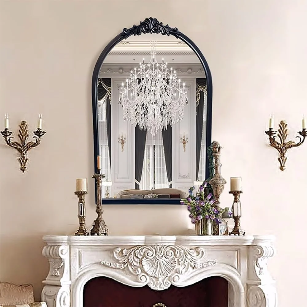 آینه دیواری قوسی تزئینی، آینه سیاه عتیقه قدیمی، آینه 60x90 سانتیمتری برای بالای شومینه/ورودی، آینههای تزئینی فرانسوی (50 * 77 سانتیمتر / 20 * 30 اینچ) آینه دیواری قوسی تزئینی، آینه سیاه عتیقه قدیمی، آینه 60x90 سانتیمتری برای بالای شومینه/ورودی، آینههای تزئینی فرانسوی (50 * 77 سانتیمتر / 20 * 30 اینچ)