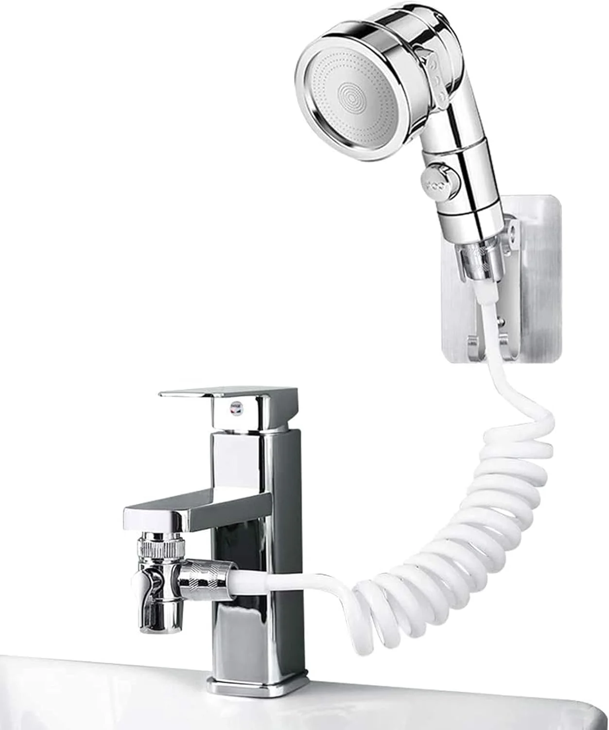 ست دوش دستی سینک استیل، شیر حمام ABS، سر دوش دستی، کیت شلنگ و اسپری سینک خارجی، برای شستشوی مو، دوش حیوانات خانگی، نظافت سرویس بهداشتی، با آداپتورهای جهانی