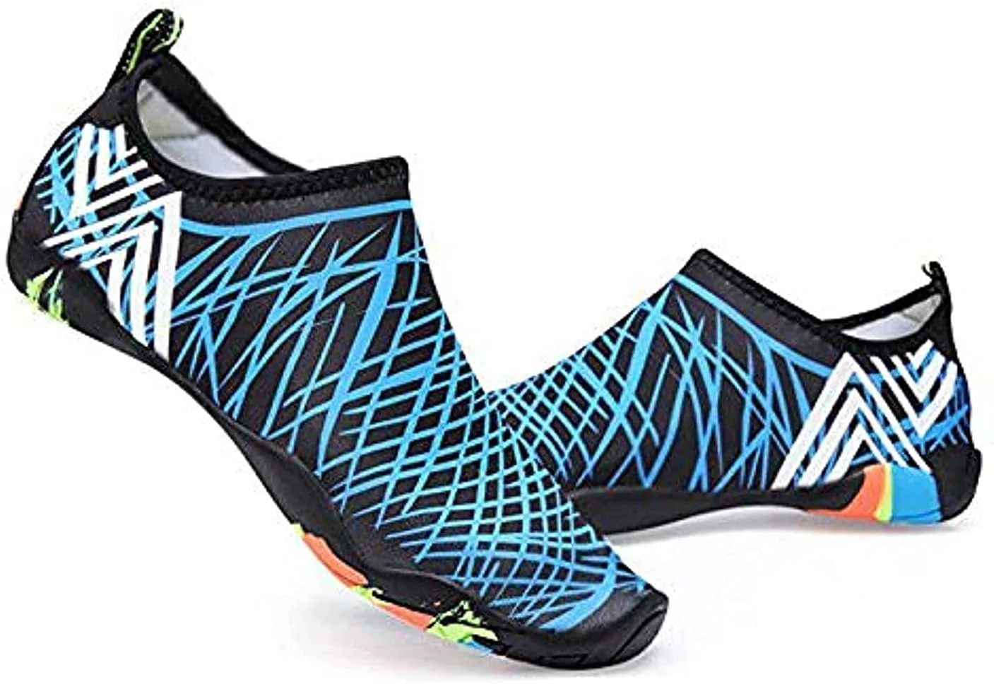 کفش آبی مردانه و زنانه، کفش های آکوا سریع خشک شو برای شنا، پیاده روی، یوگا، دریاچه، ساحل، قایق سواری - سایز 42 اروپا - مشکی، آبی و سفید