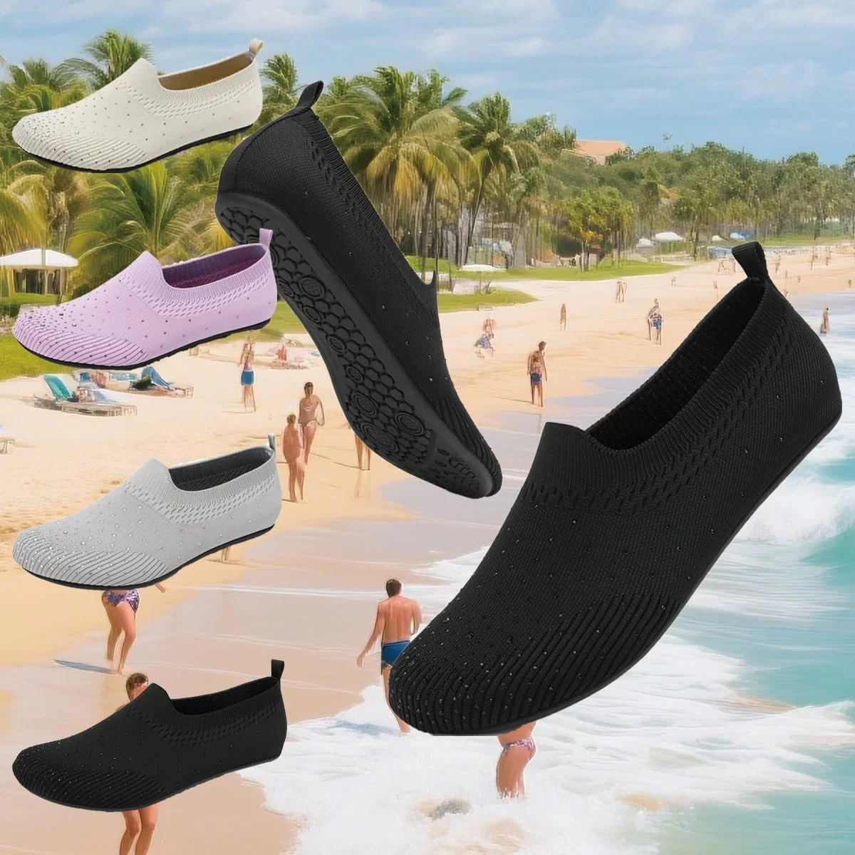 کفش آبی زنانه مناسب ساحل، شنا، استخر، رودخانه، پابرهنه، خشکشونده سریع، لغزنده، برای استخر، ساحل، موجسواری، پارک آبی، یوگا کفش آبی زنانه مناسب ساحل، شنا، استخر، رودخانه، پابرهنه، خشکشونده سریع، لغزنده، برای استخر، ساحل، موجسواری، پارک آبی، یوگا