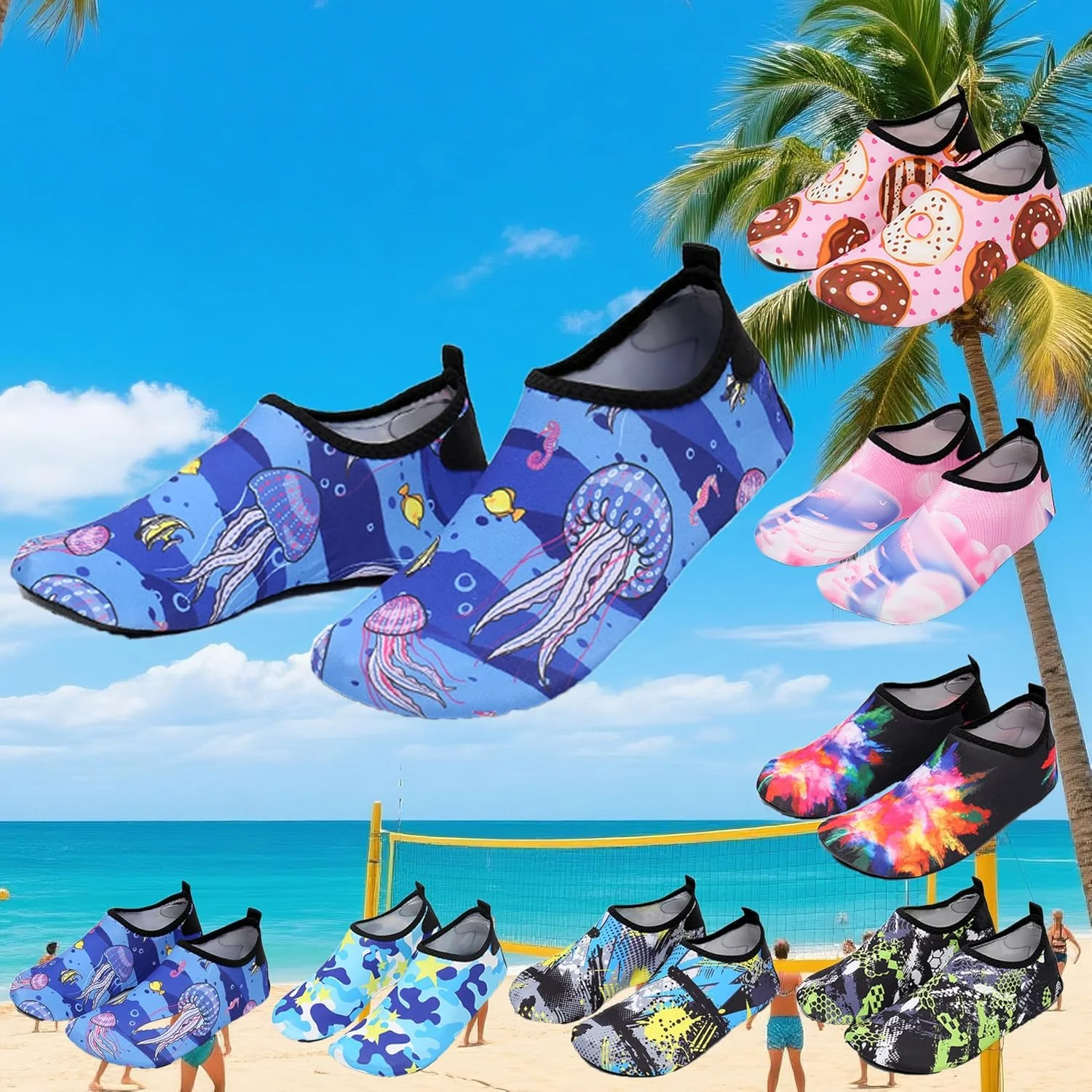 کفش آبی زنانه ساحلی، مناسب شنا، استخر، رودخانه، پابرهنه، خشک‌شونده سریع، لغزنده، برای استخر، ساحل، موج‌سواری، پارک آبی، یوگا