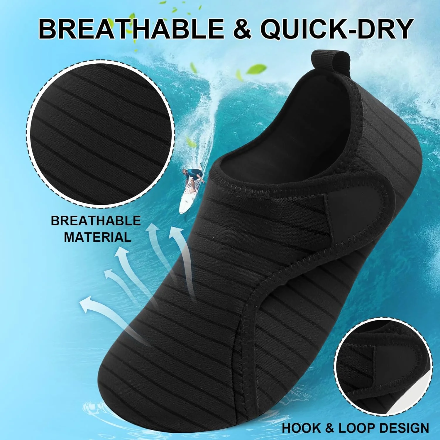 کفش آبی زنانه مناسب ساحل، شنا، استخر، رودخانه، پابرهنه، خشک‌شونده سریع، لغزنده، مناسب استخر، ساحل، موج‌سواری، پارک آبی و یوگا