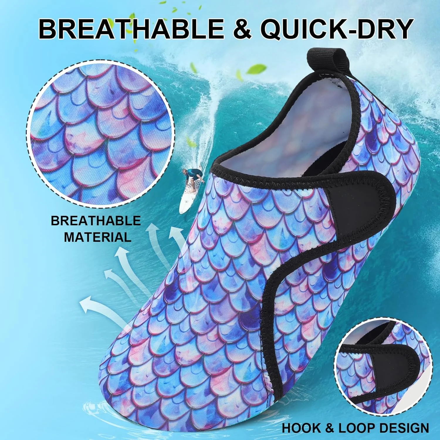 کفش‌های آبی زنانه مناسب ساحل، شنا، استخر، رودخانه، پابرهنه، خشک‌شونده سریع، لغزنده، مناسب استخر، ساحل، موج‌سواری، پارک آبی و یوگا