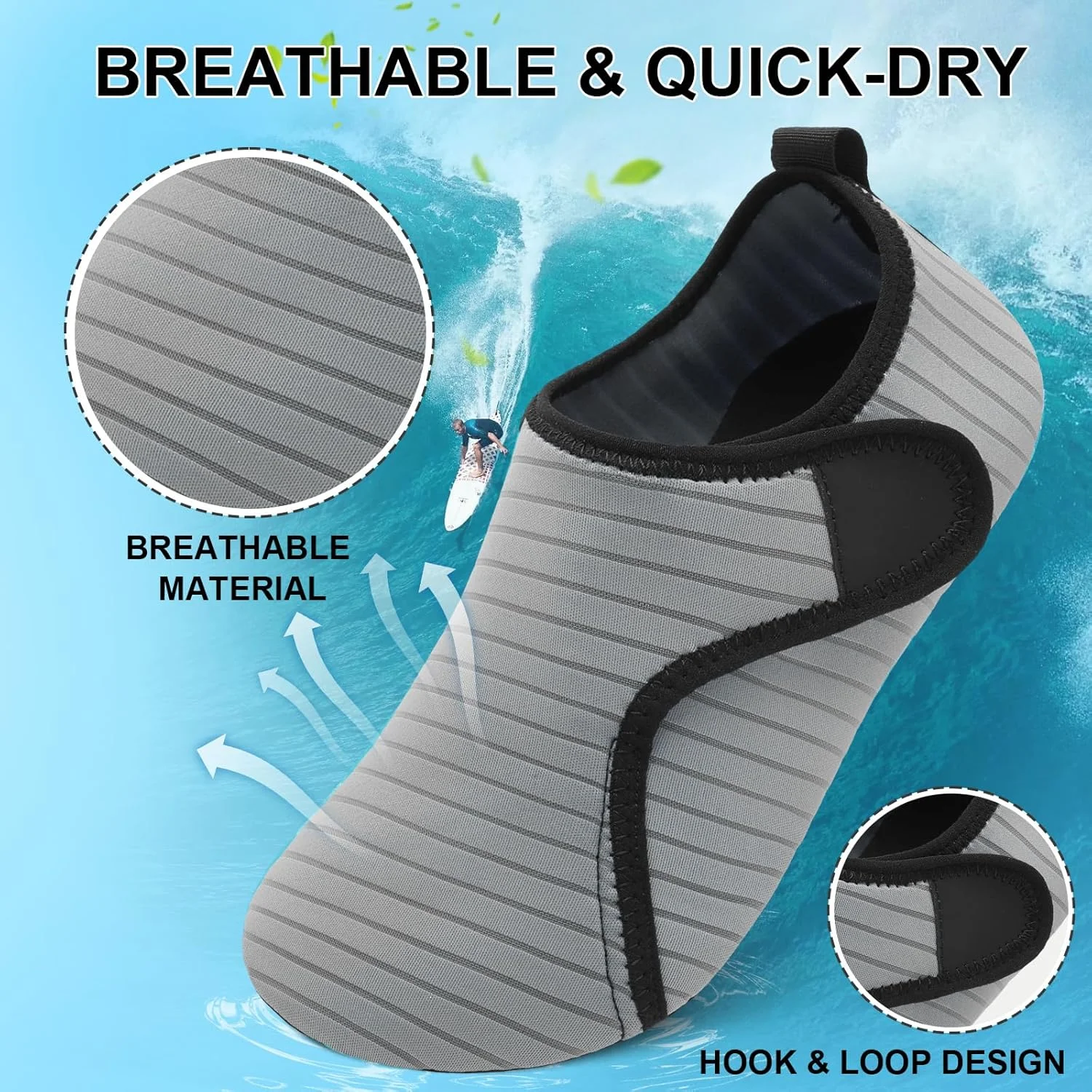 کفش آبی زنانه مناسب ساحل، شنا، استخر، رودخانه، پابرهنه، خشک‌شونده سریع، لغزنده، برای استخر، ساحل، موج‌سواری، پارک آبی، یوگا