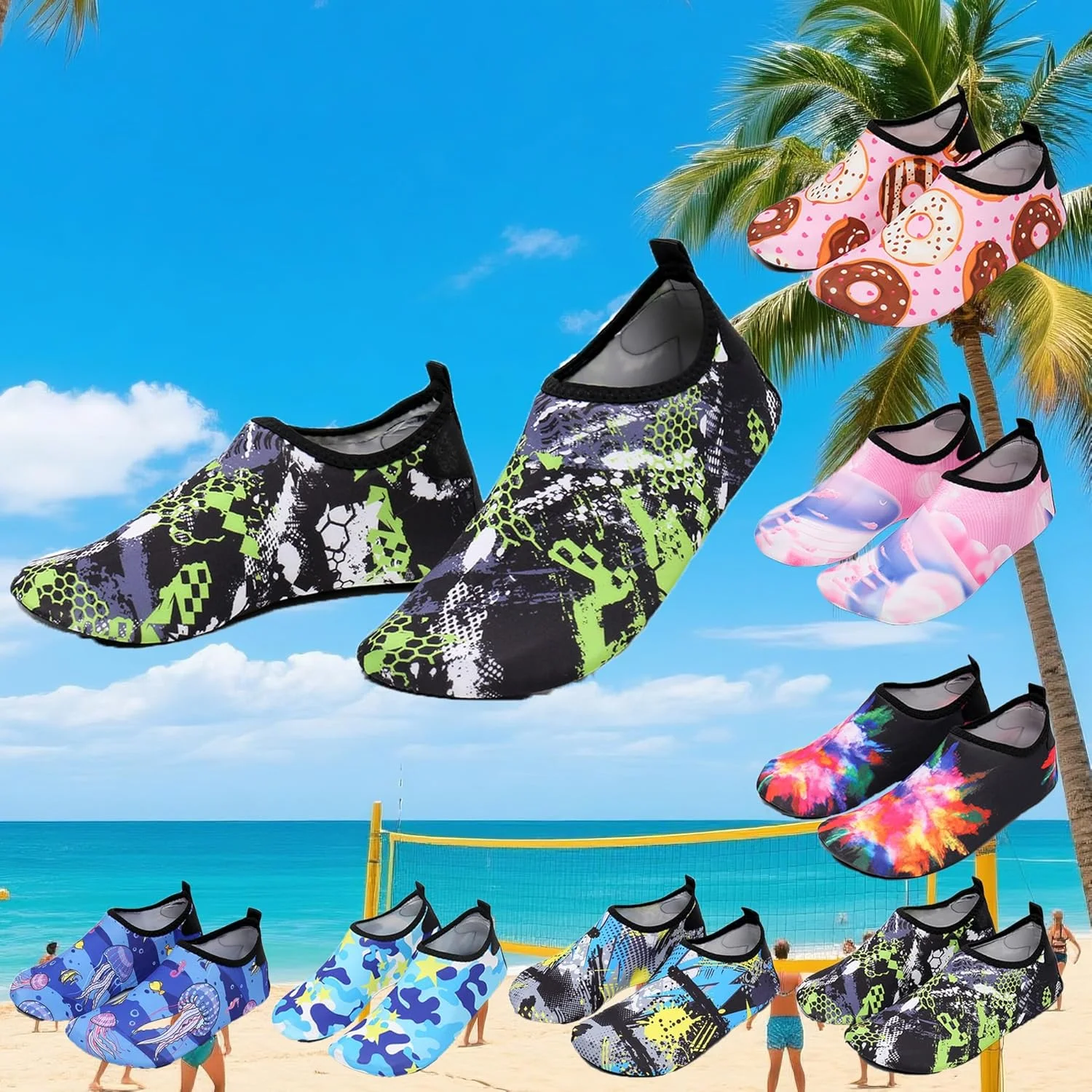 کفش های آبی زنانه مناسب ساحل، شنا، استخر، رودخانه، کفش های پا برهنه با قابلیت خشک شدن سریع و پوشیدن آسان برای استخر، ساحل، موج سواری، پارک آبی و یوگا