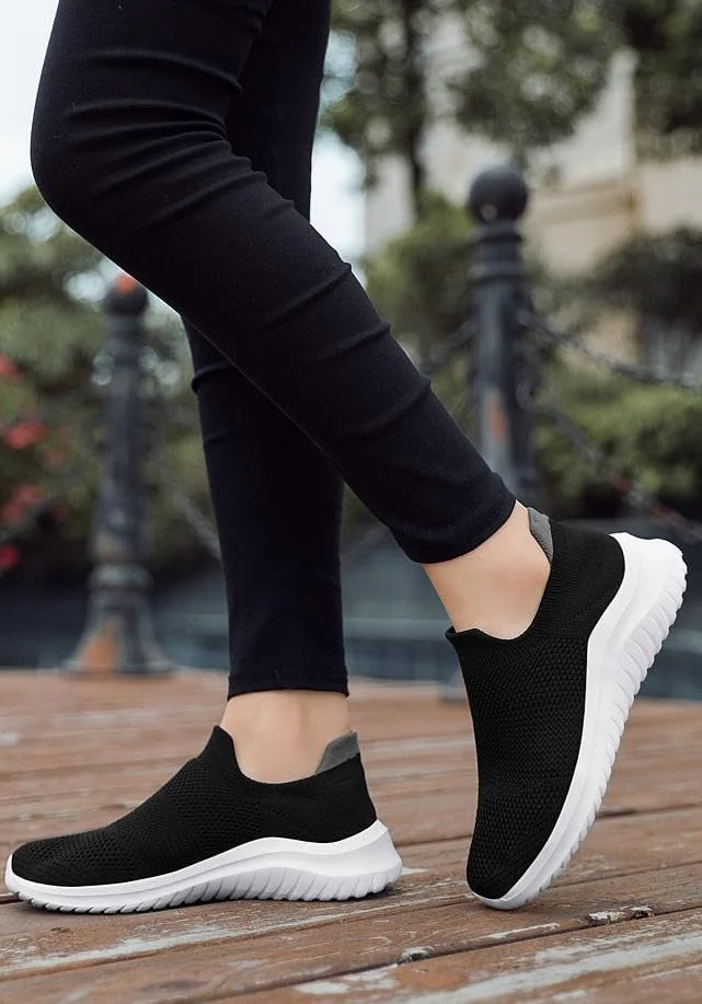 کفش پیاده روی زنانه، سبک، راحت، جورابی، تنفس پذیر، بدون لغزش، توری، اسپرت، فشن، مناسب دویدن و تنیس