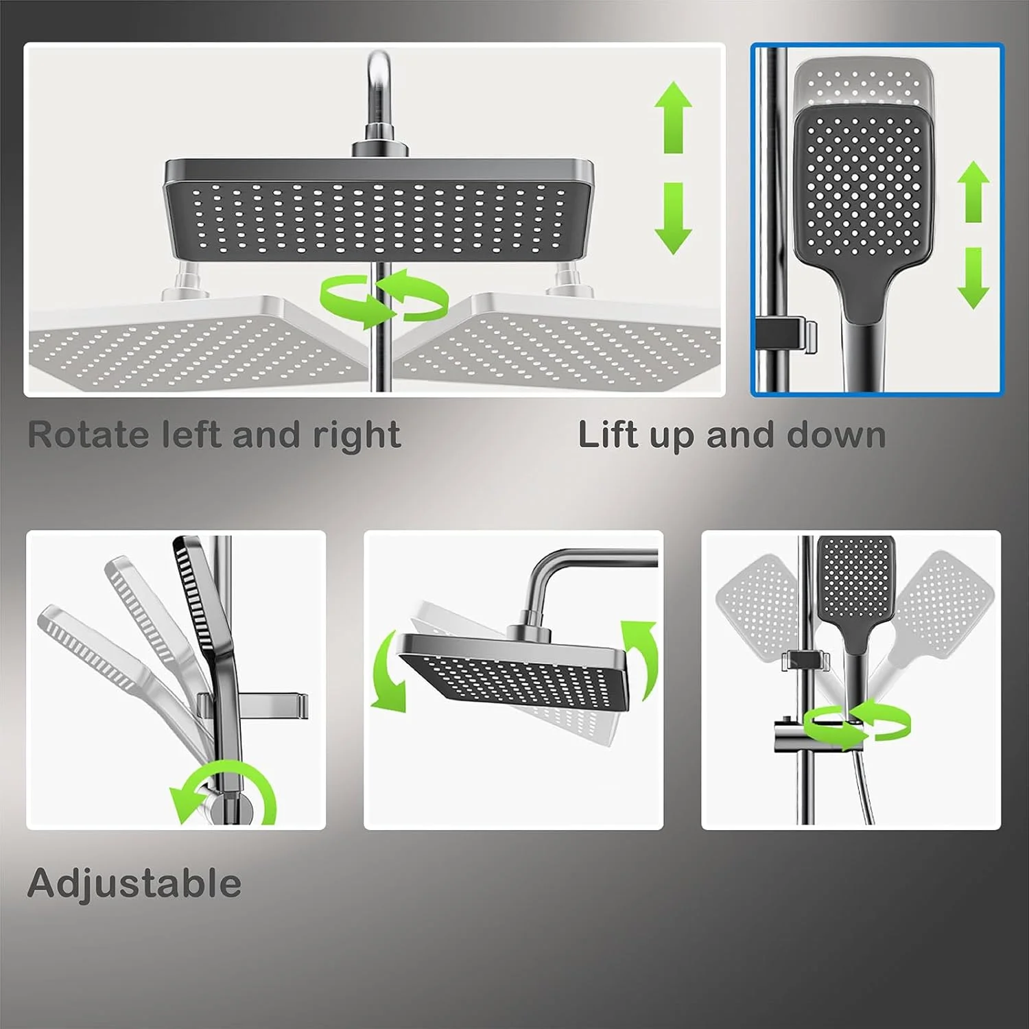 ست شیر دوش REAXOAL، شیر دوش قابل تعویض با 4 حالت مختلف آب، خروجی آب، دوش دستی، دوش بارانی و اسپری دستی، مجهز به نمایشگر دما و زمان آب، نصب دیواری برای حمام ست شیر دوش REAXOAL، شیر دوش قابل تعویض با 4 حالت مختلف آب، خروجی آب، دوش دستی، دوش بارانی و اسپری دستی، مجهز به نمایشگر دما و زمان آب، نصب دیواری برای حمام