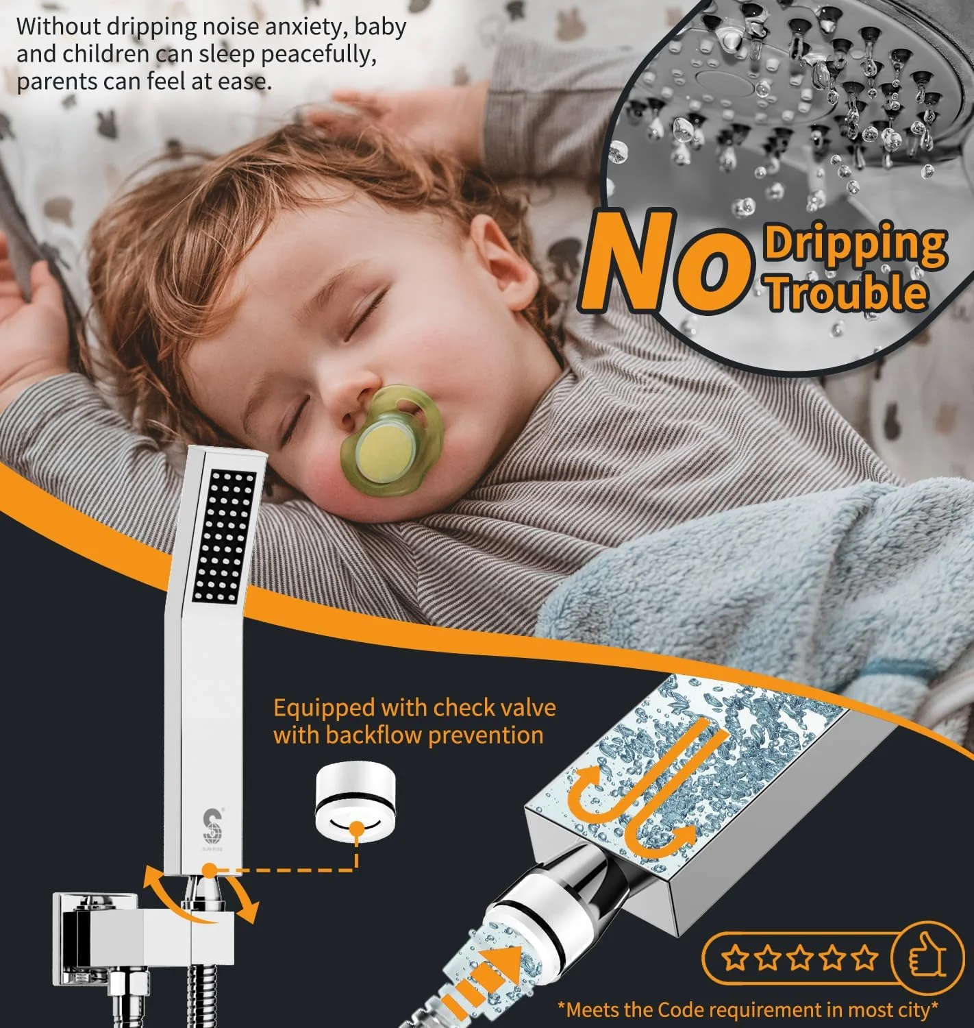 ست دوش حمام لوکس بارانی SR SUN RISE SRSH-D1203، 12 اینچی، سیستم سر دوش بارانی دیواری، شیر دوش کروم براق (شامل بدنه و تریم شیرآلات)